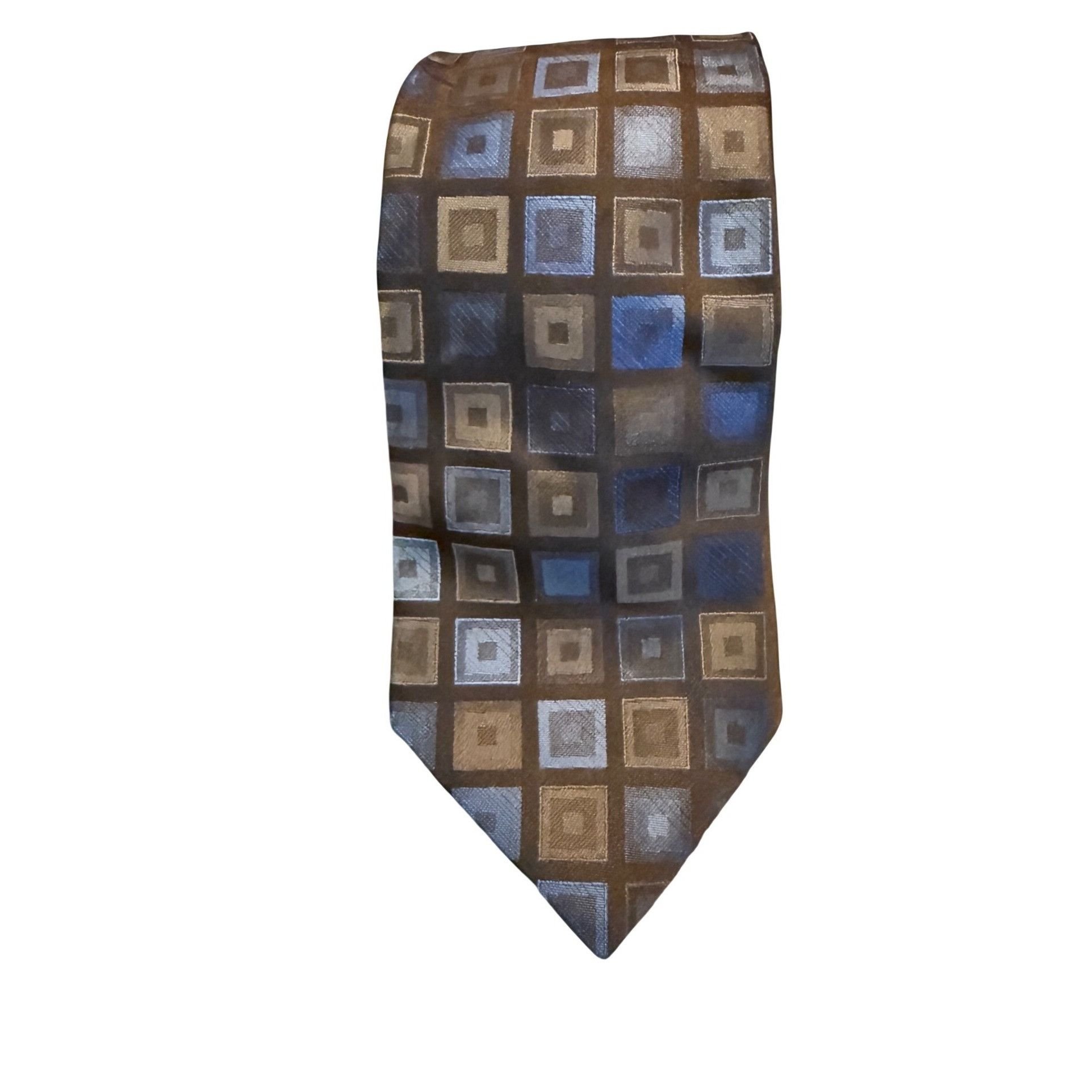 Other Perry Ellis Portfolio Brown & Blue Geometric Silk Tie - 100% Size ONE SIZE - 1 Thumbnail