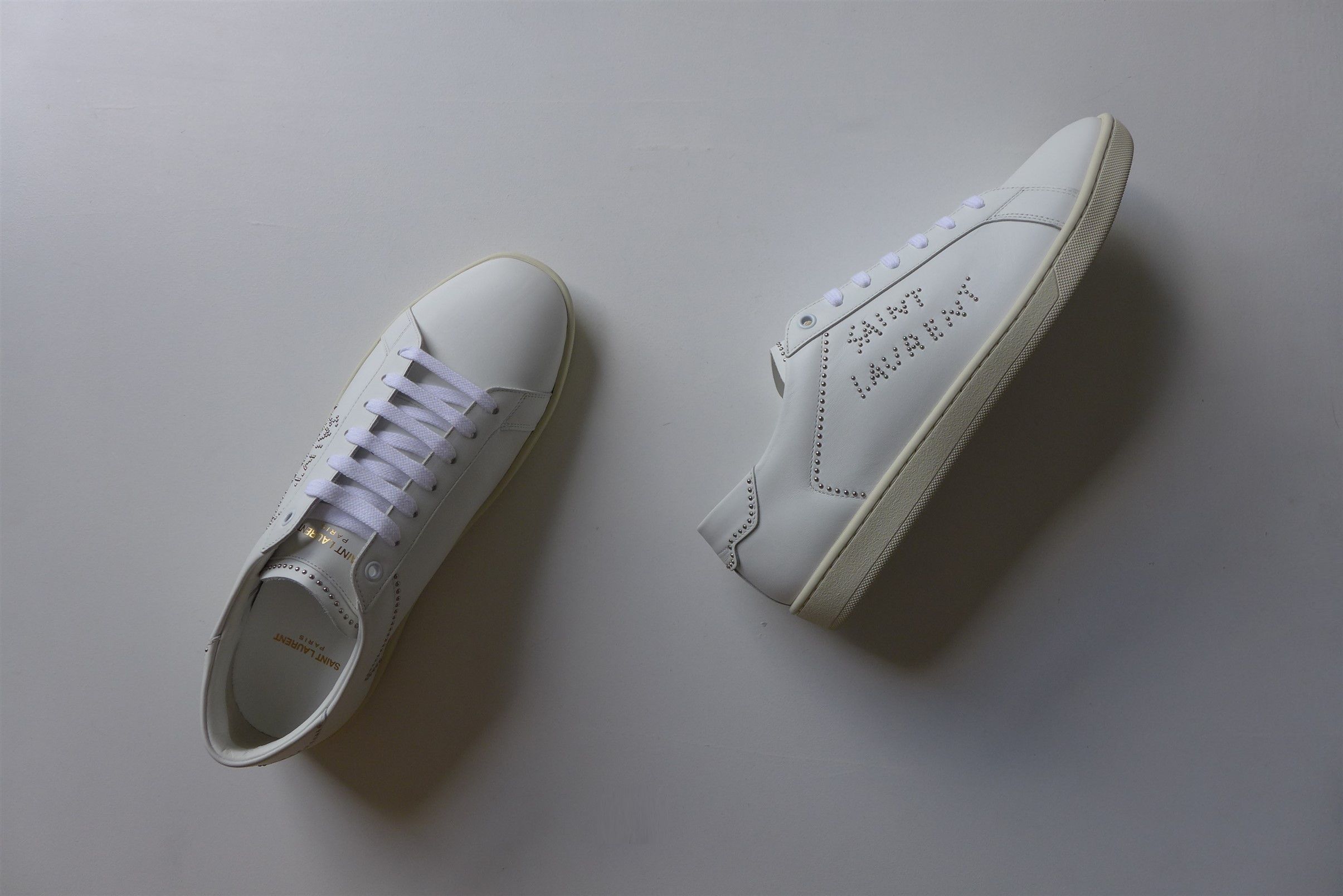 Saint Laurent Paris Saint Laurent SL/08 Sneakers - Studded White Calf Leather Size US 11 / EU 44 - 6 Thumbnail