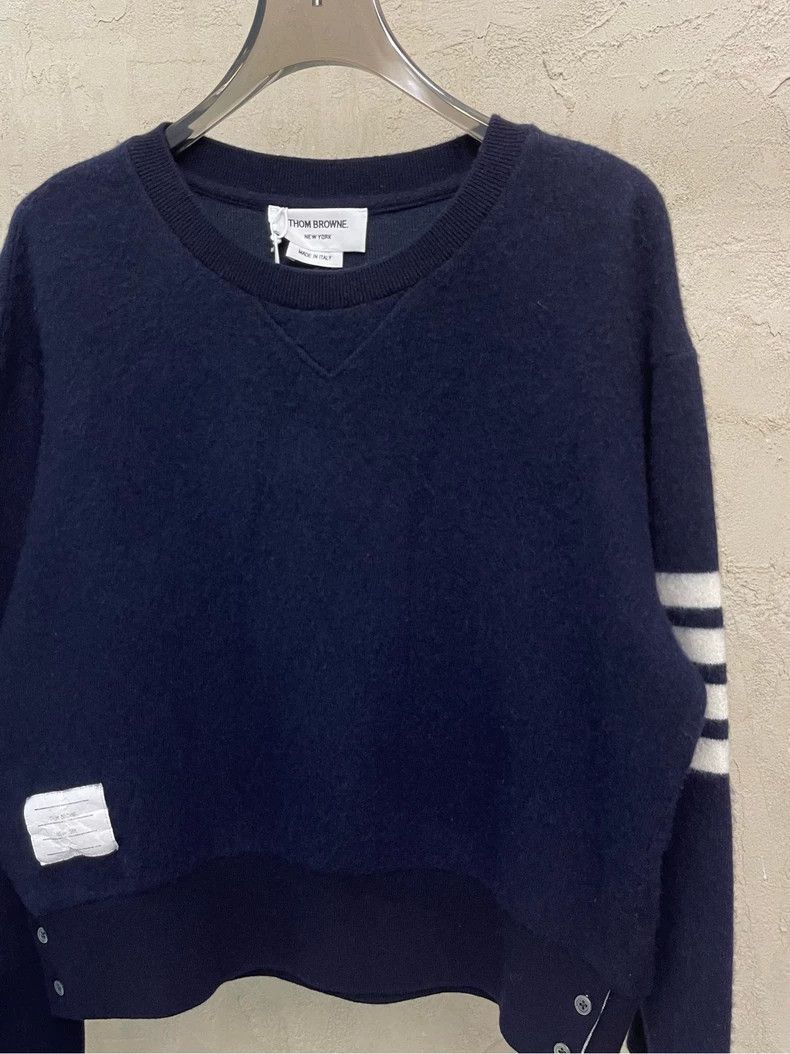 Thom Browne Thom browne Dark blue four-striped round-neck cashmere swea Size US S / EU 44-46 / 1 - 4 Thumbnail