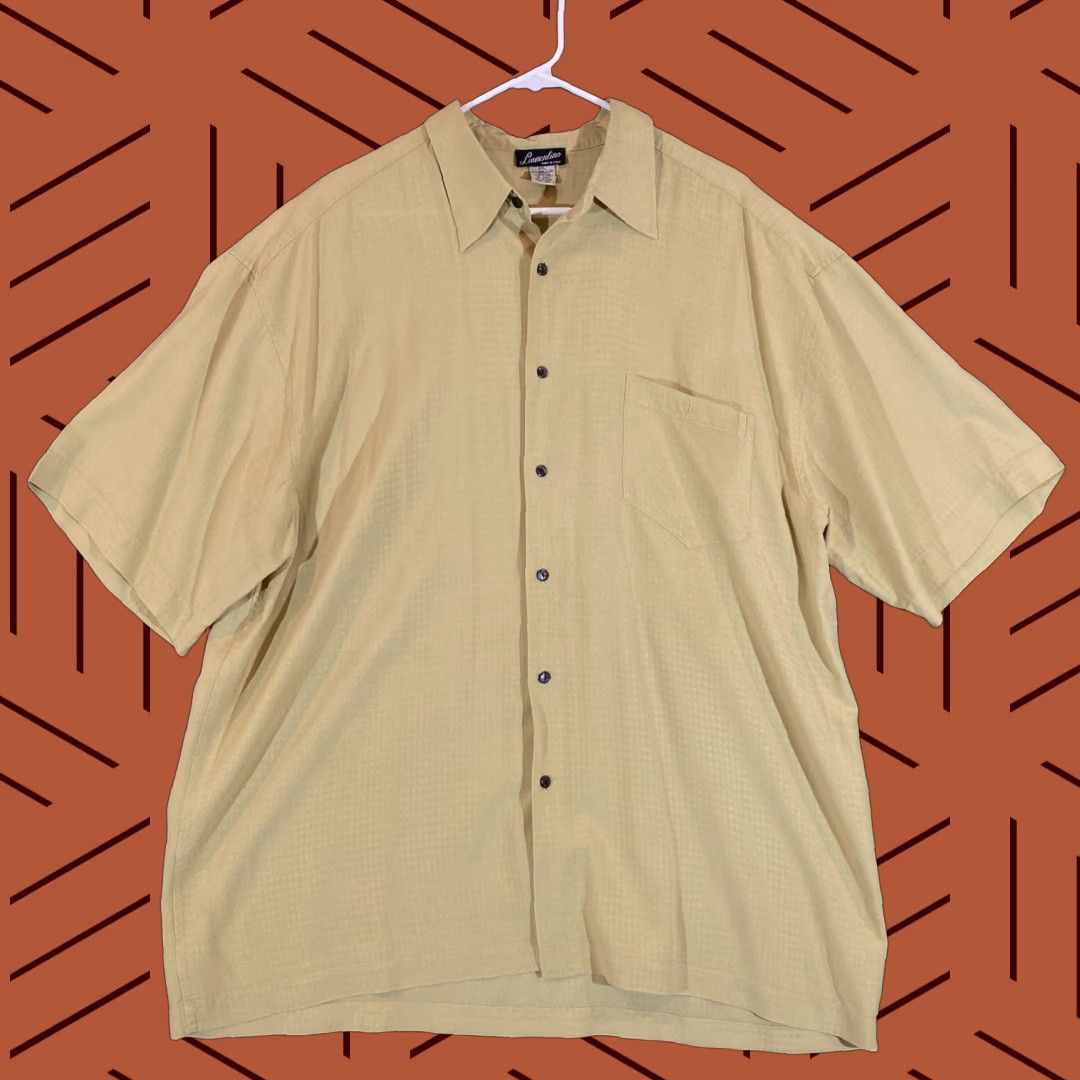 Vintage Laurentino Silk Shirt Mens XL Yellow Button-Up Short Sleeve 2XL VTG Mustard Casual Summer Size US XL / EU 56 / 4 - 1 Thumbnail