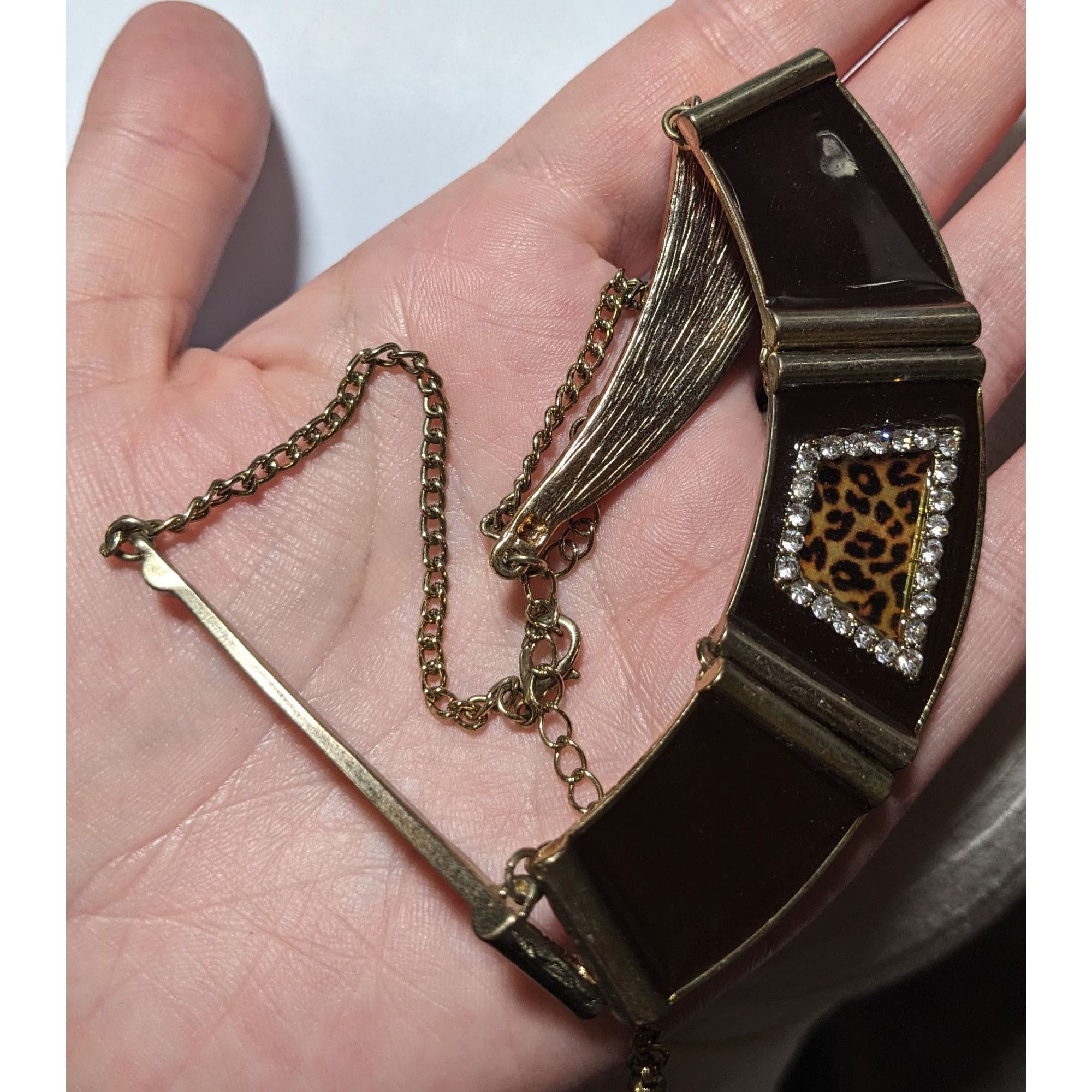 Other Retro 80s Glam Leopard Rhinestone Bib Necklace Size ONE SIZE - 7 Thumbnail