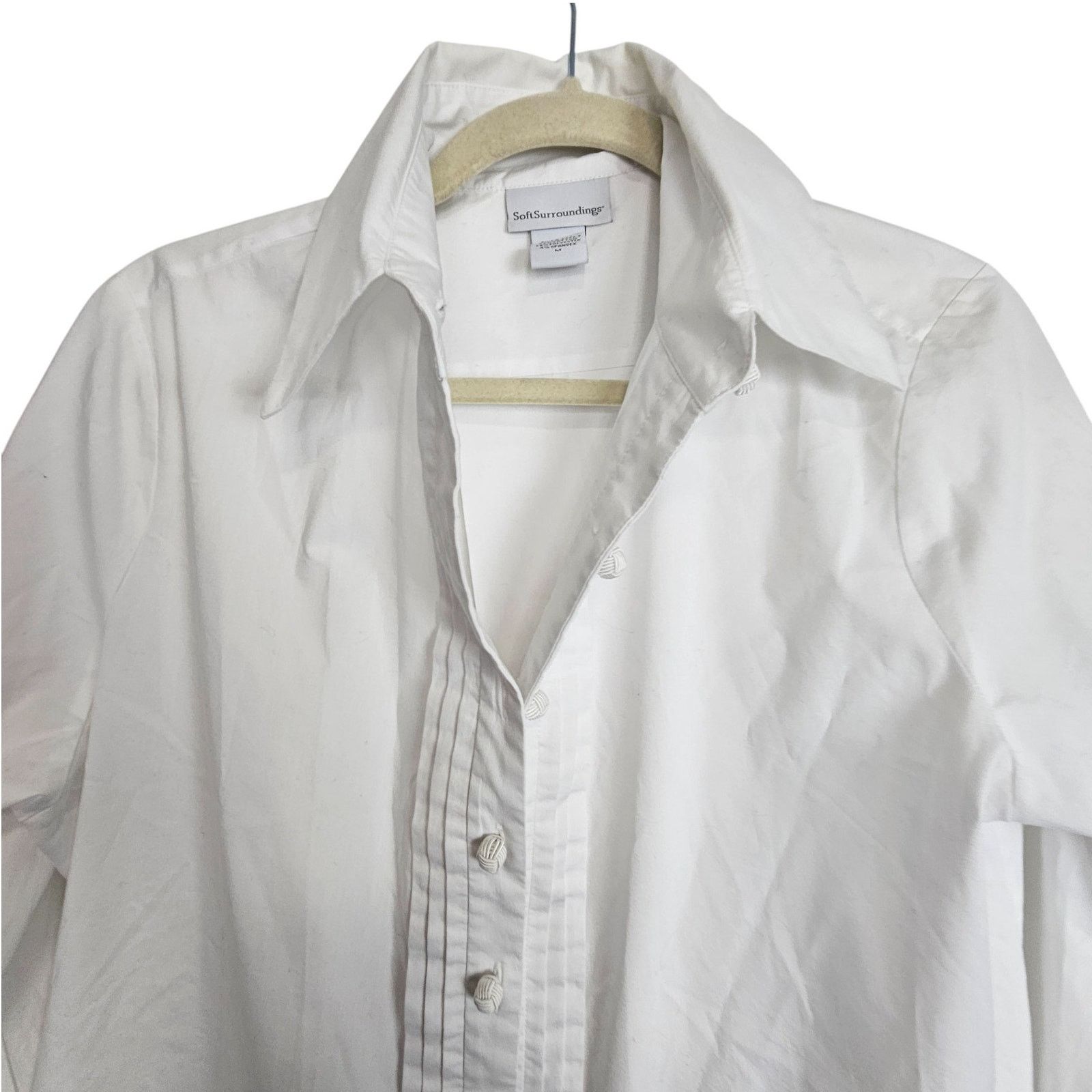 Soft Surroundings Soft Surroundings Womens Pintuck Button Front Blouse Size M Size M / US 6-8 / IT 42-44 - 2 Thumbnail