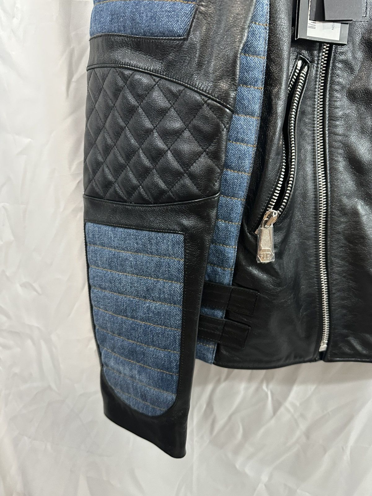 Philipp Plein Philipp Plein Leather x Denim Jacket Size US L / EU 52-54 / 3 - 7 Thumbnail