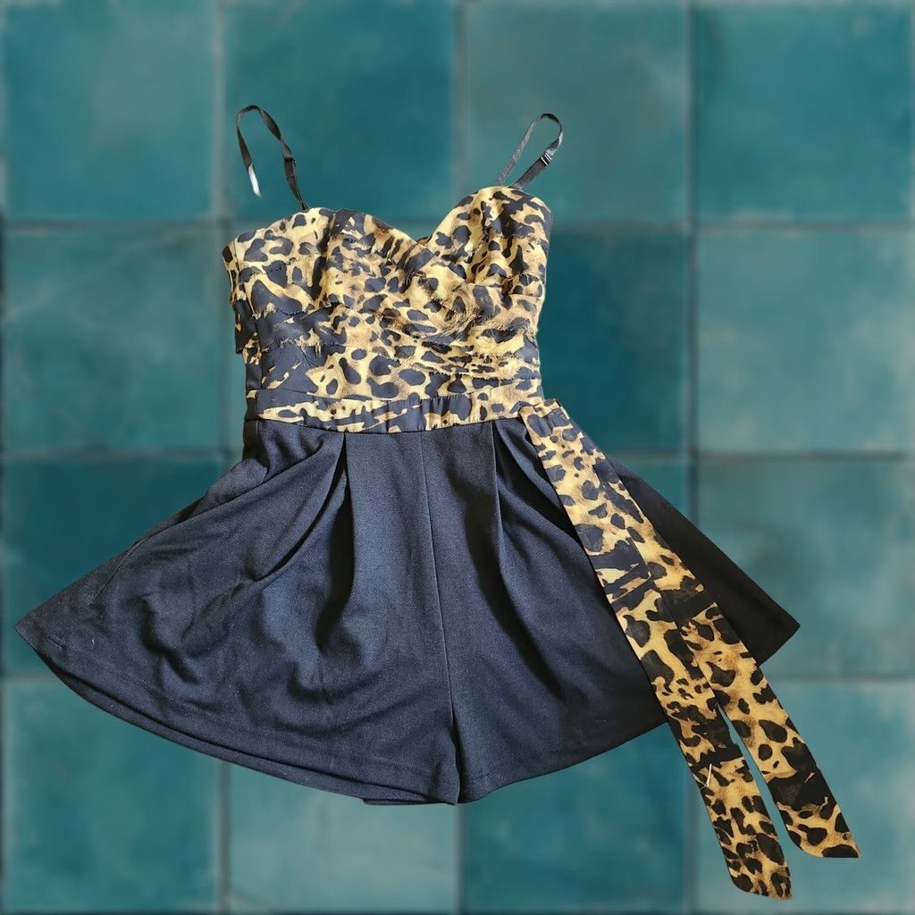 XOXO XOXO Romper - Leopard Print - Juniors - Sleeveless - Zip - Multicolor - 1/2 - One-Piece - Casual/Travel/Party - Teens Women s Womens Size 25" / US 0 / IT 36 - 1 Thumbnail