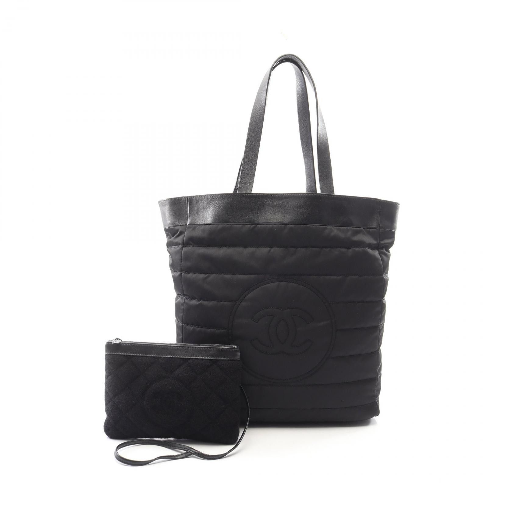 Chanel Chanel Chanel Coco Mark Nylon Leather Reversible Tote Bag Textile Tote Bag DUTY FREE for USA Size ONE SIZE - 1 Thumbnail