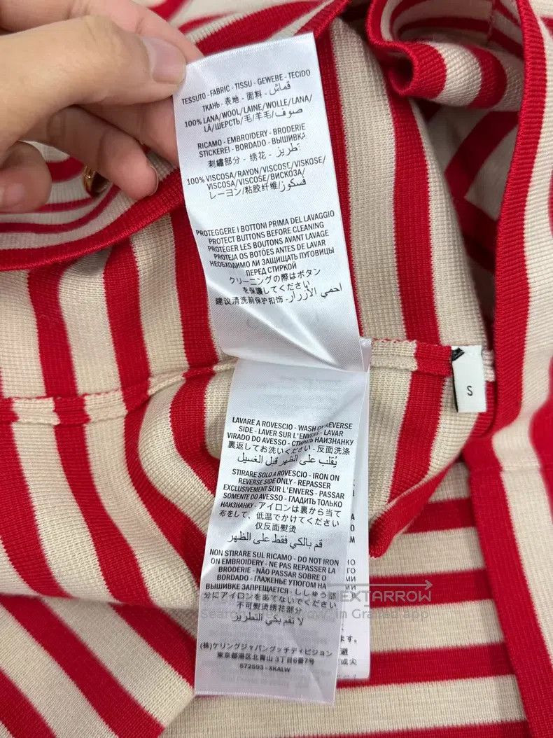 Gucci Gucci Red and white striped gold buckle cardigan coat Size S / US 4 / IT 40 - 6 Thumbnail