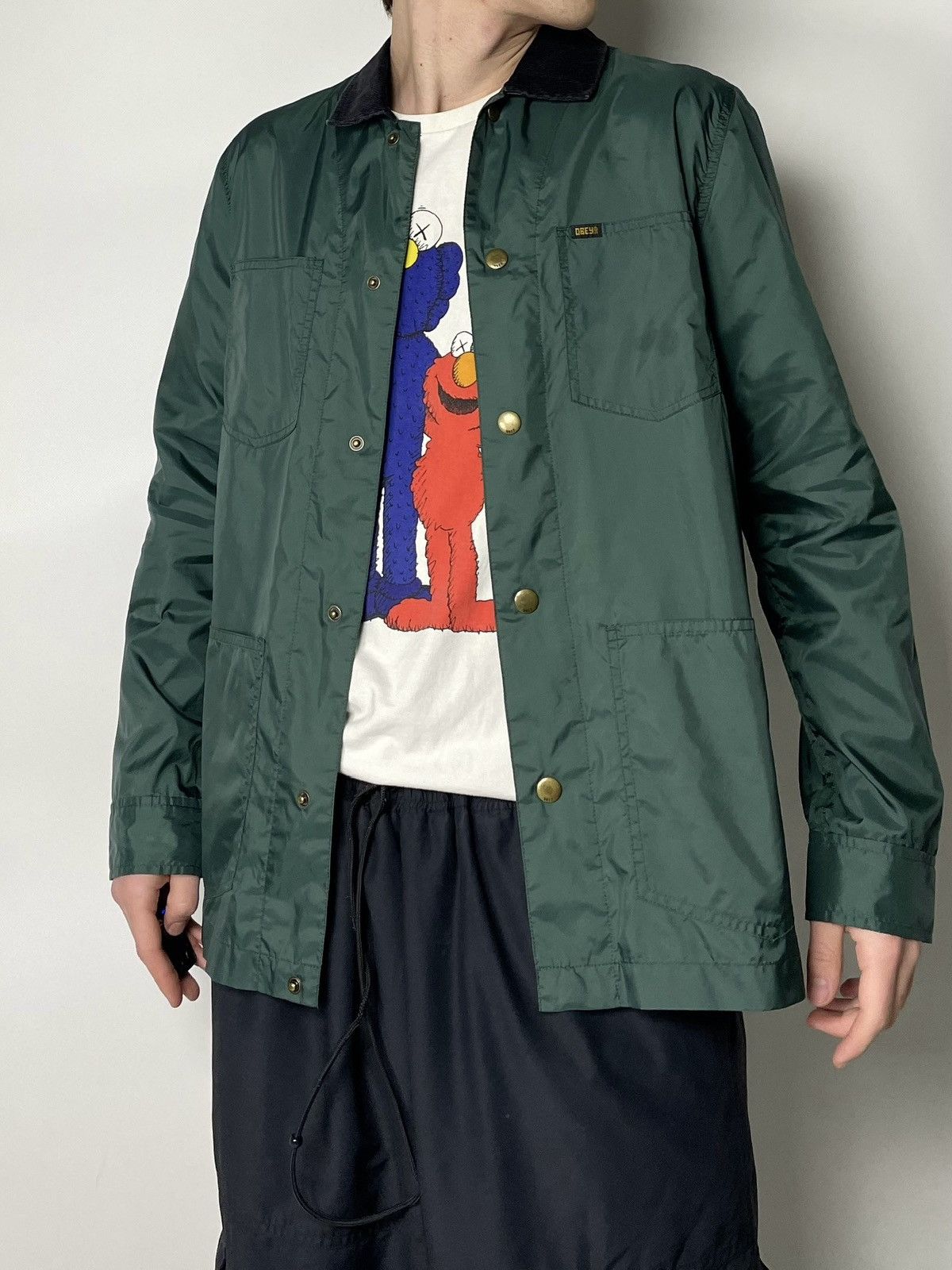 Obey Vintage Obey 🌚 Green Nylon Coach Jacket with Corduroy Collar Size US M / EU 48-50 / 2 - 2 Thumbnail