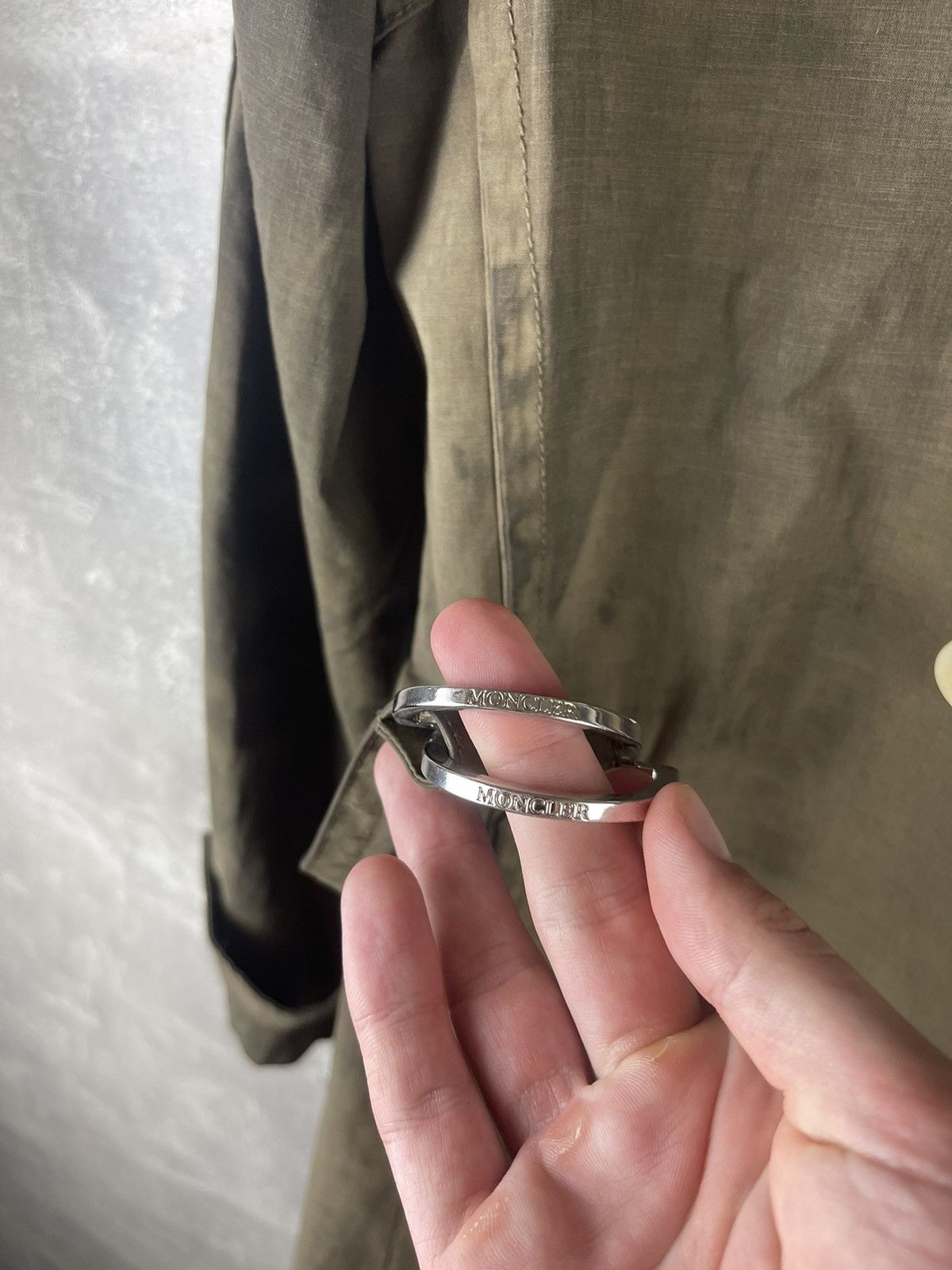 Moncler Moncler Double Breasted Waxed Olive Green Belted Trench Coat Size S / US 4 / IT 40 - 16 Thumbnail