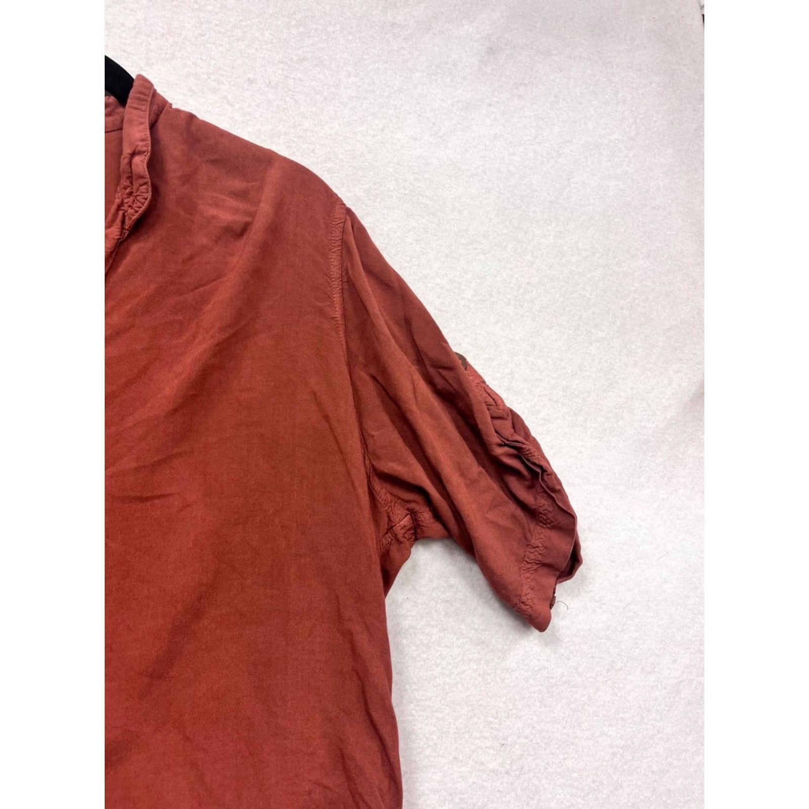 Rusty Kaya Wear Button-Up Tunic Shirt In Rust Color 3/4 Sleeve L Women Blouse Casual Summer Spring Fall Womens Like New Size L / US 10 / IT 46 - 7 Thumbnail