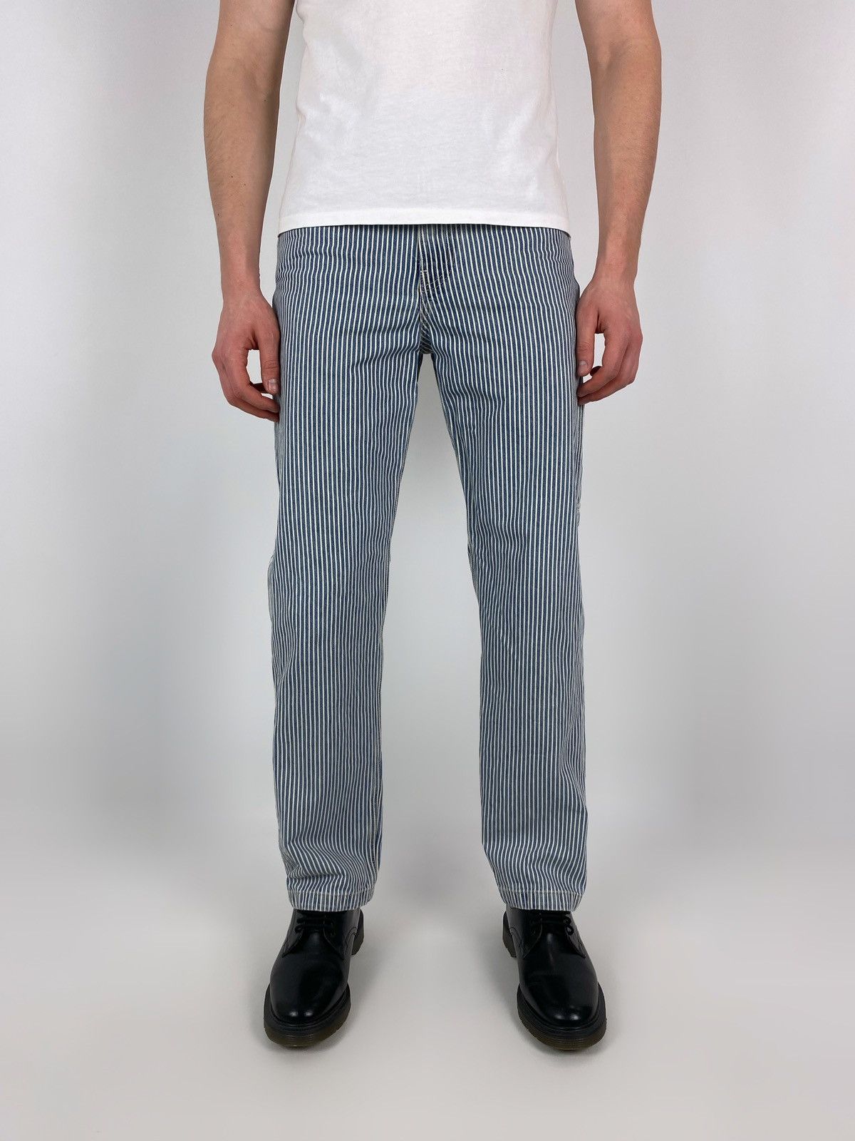 Levi's Levi’s 568 Stay Loose Railroad Stripe Carpenter Denim Pants Size US 28 / EU 44 - 2 Thumbnail