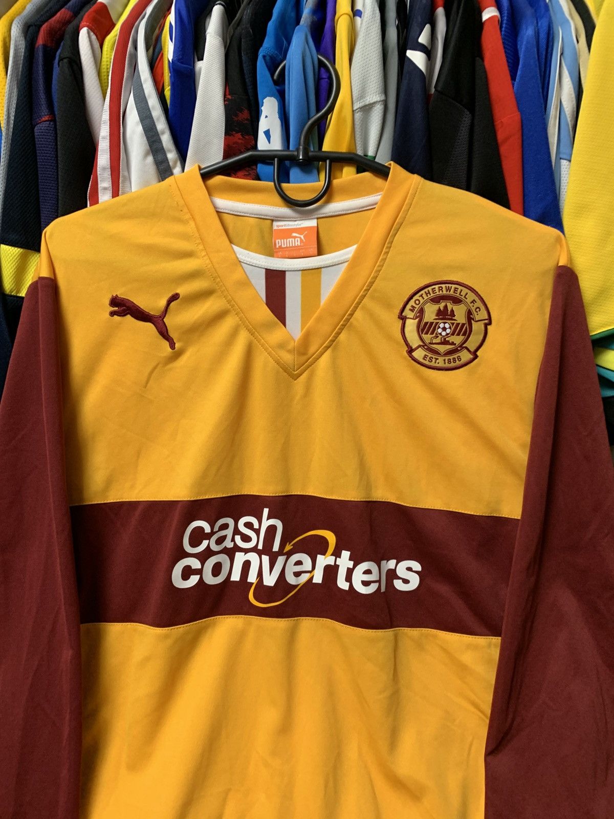 Puma 🔥PUMA MOTHERWELL 2013/14 HOME LOONG SLEEVE SOCCER JERSEY Size US L / EU 52-54 / 3 - 3 Thumbnail