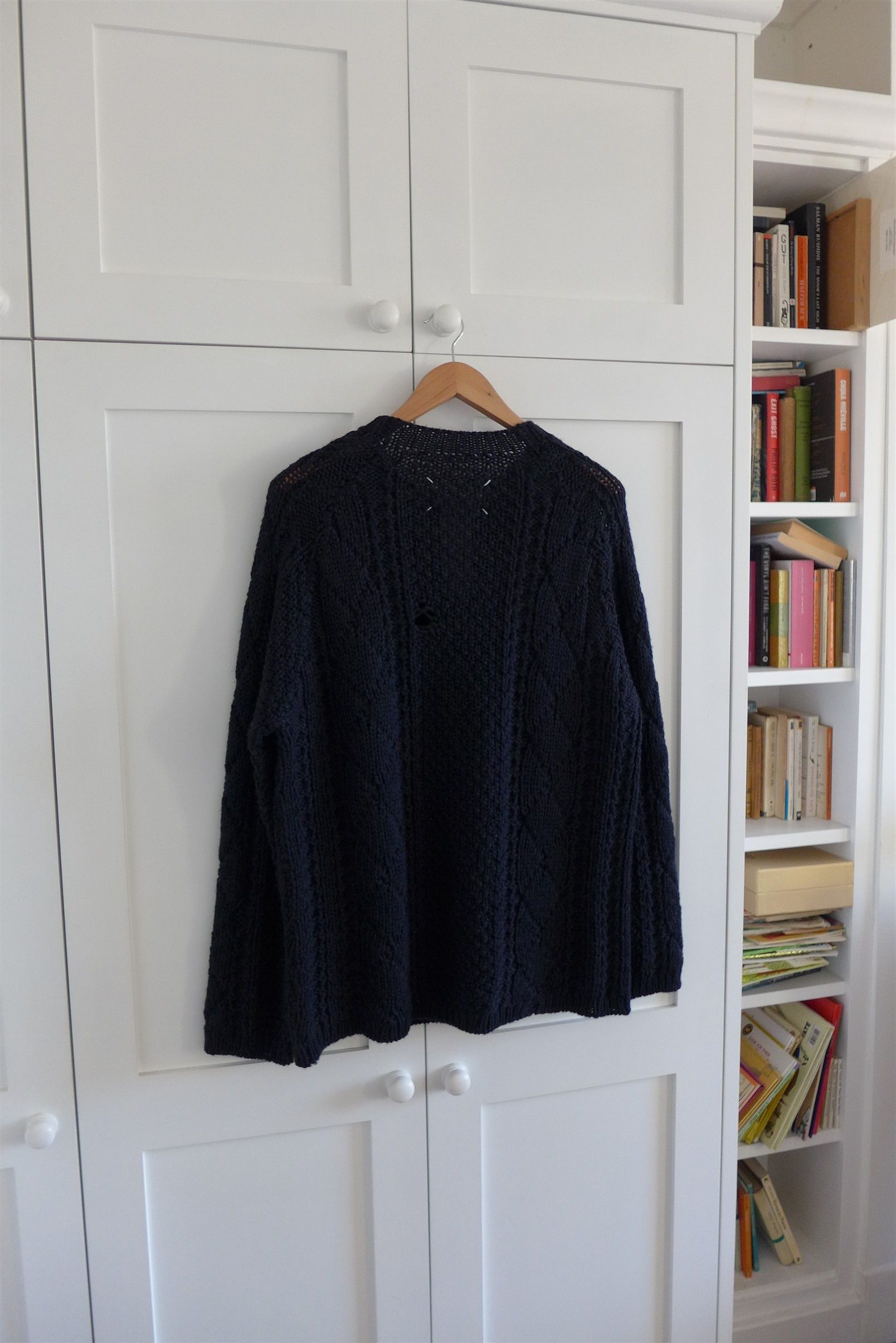 Maison Margiela Margiela Distressed Cable Knit Sweater - Navy Wool Size US XL / EU 56 / 4 - 2 Thumbnail
