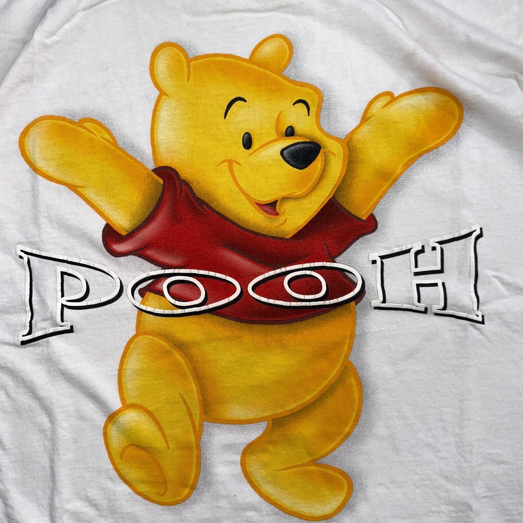 Disney VINTAGE Disney Winnie the Pooh Happy VTG T Shirt Disneyland Bear 2XL White Men Crew Neck Short Sleeve Graphic Print Shirt Vintage 70s 80s 90s Theme Size US XXL / EU 58 / 5 - 2 Thumbnail