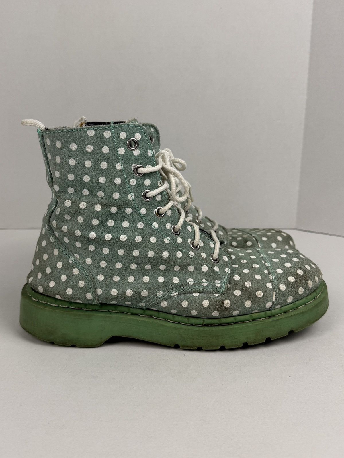T.U.K. Footwear Anarchic TUK Boots Mint Polka Dots Anarchy Leather Combat Size US 10 / IT 40 - 3 Thumbnail