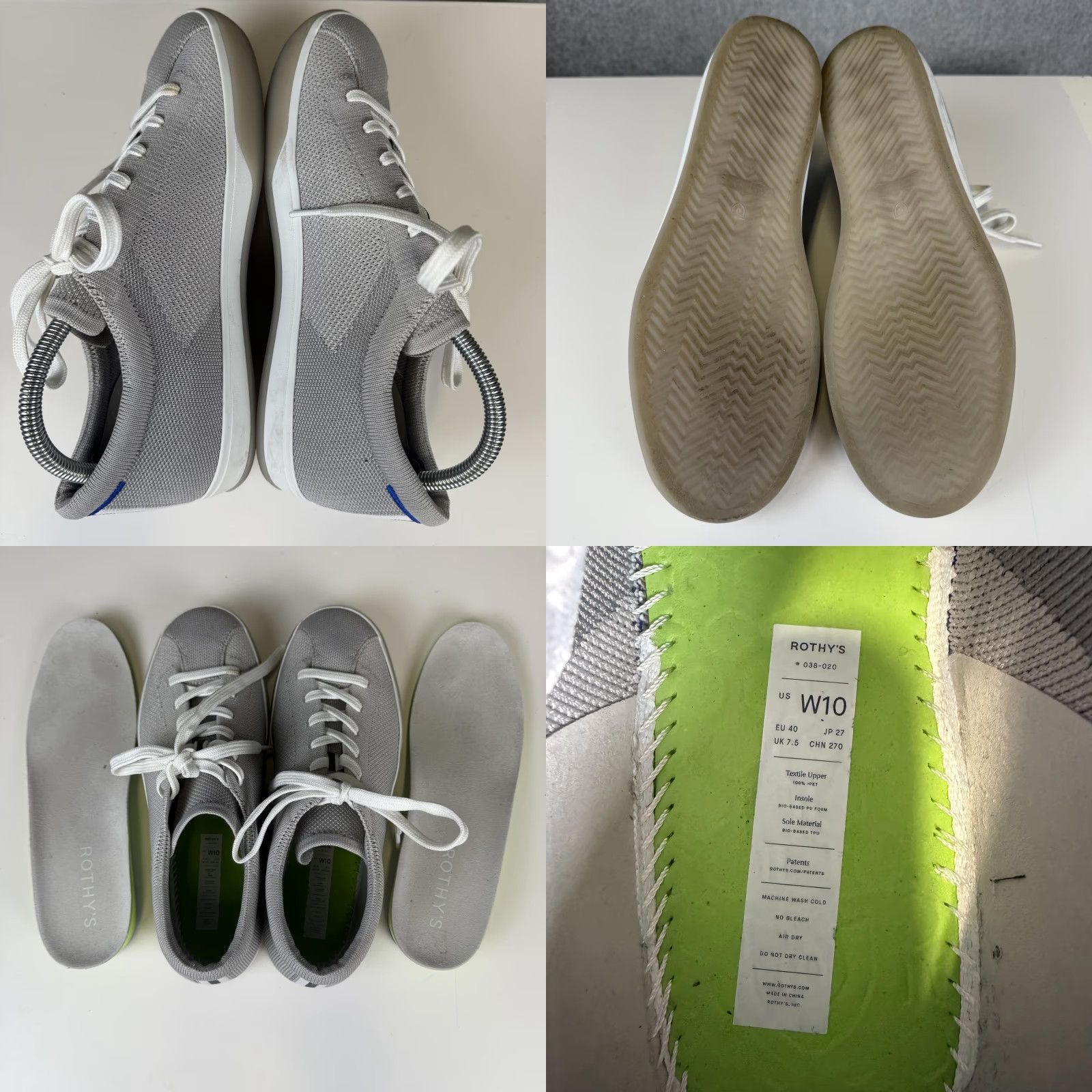 Vintage Rothys Shoes Womens 10 The Lace Up Sneakers Gray Knit Lace Up Low Top Comfort Sneakers Women's 10 Gray Athletic Sneaker Size L / US 10 / IT 46 - 8 Thumbnail