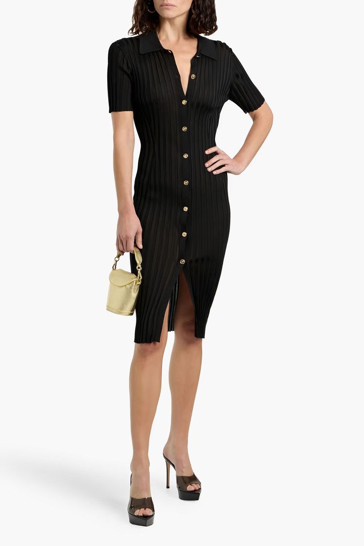 Versace o1y0226 Midi Dress in Black Size S / US 4 / IT 40 - 2 Thumbnail