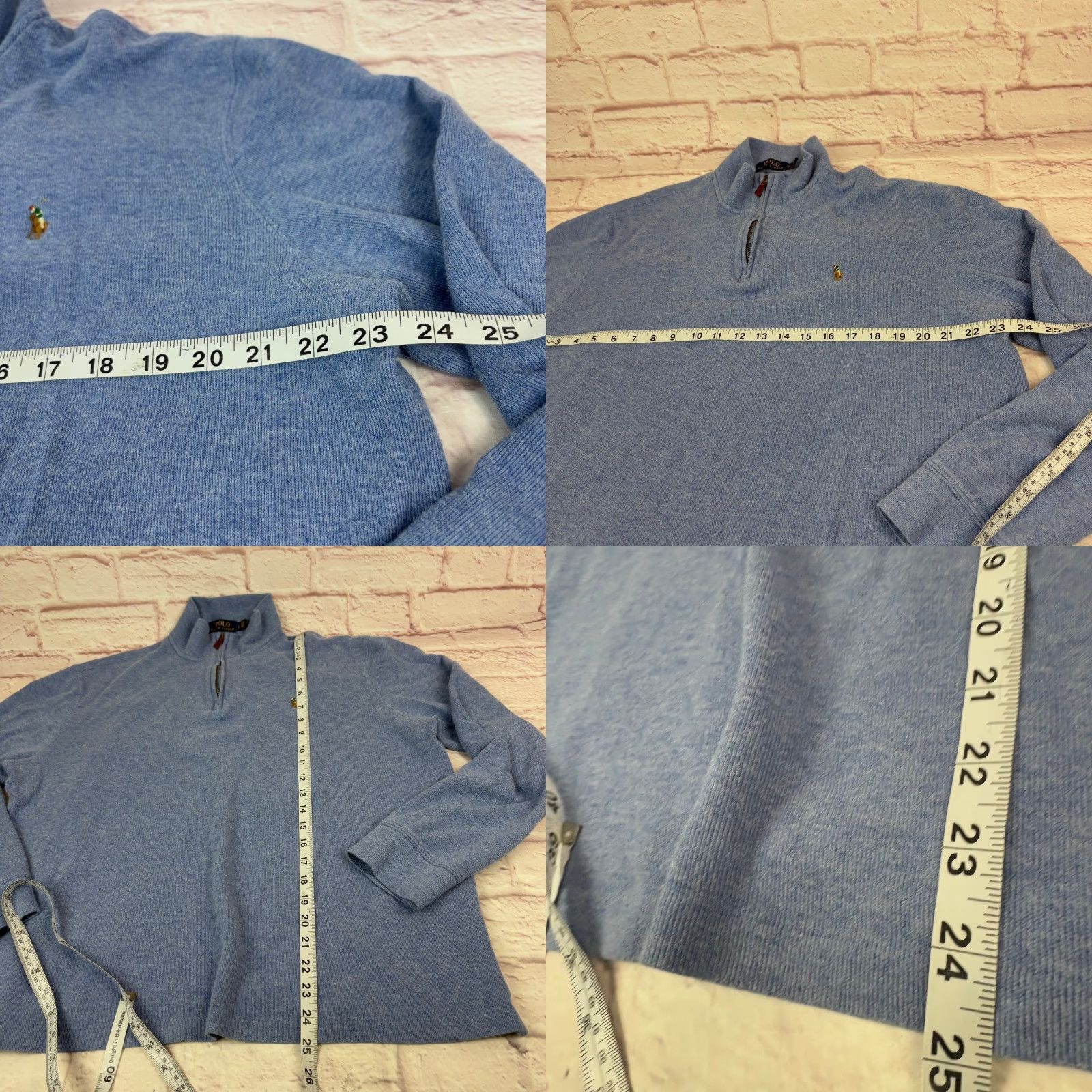 Polo Ralph Lauren Polo Ralph Lauren Sweater Mens Large Blue Estate Rib 1/4 Zip Mock Neck Cotton Size US L / EU 52-54 / 3 - 8 Thumbnail
