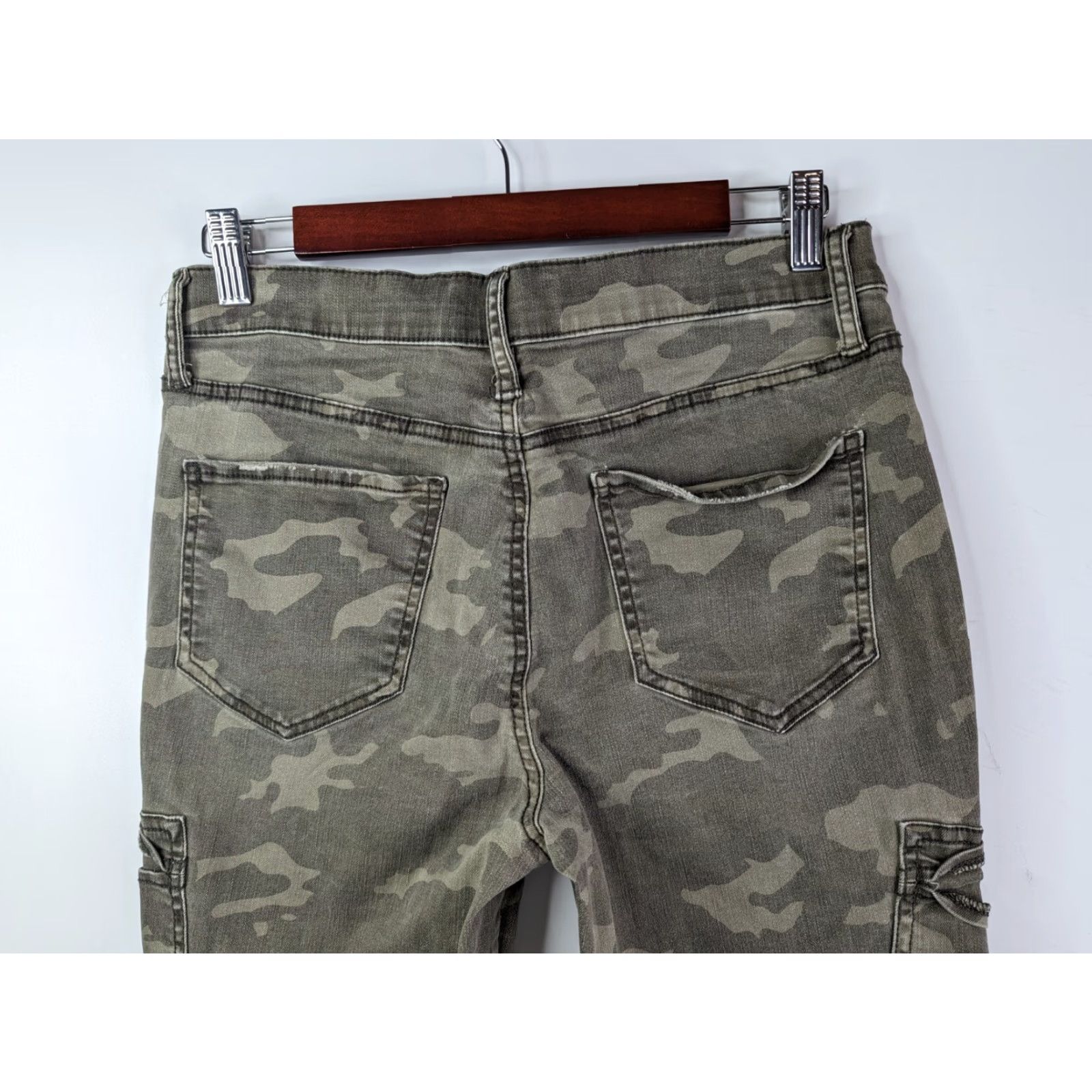 Vintage Mudd Jeans JEGGING High Rise Cargo Pocket Camouflage Green Size 13 Women's Regular Denim Cotton Blend Broad Belt Loops Size 34" / US 12 / IT 48 - 5 Thumbnail