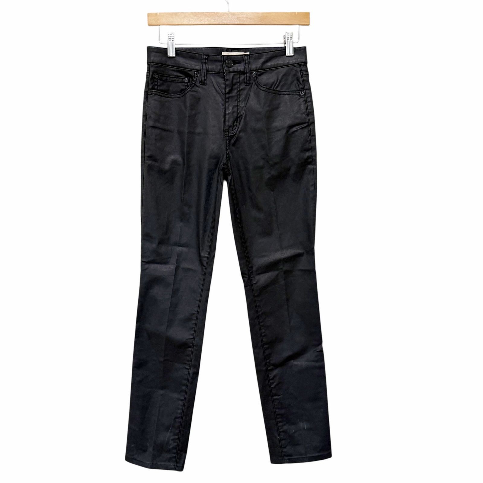 Tory Burch Tory Burch Black Coated Skinny Jeans Pants Sz 26 Size 26" / US 2 / IT 38 - 1 Thumbnail