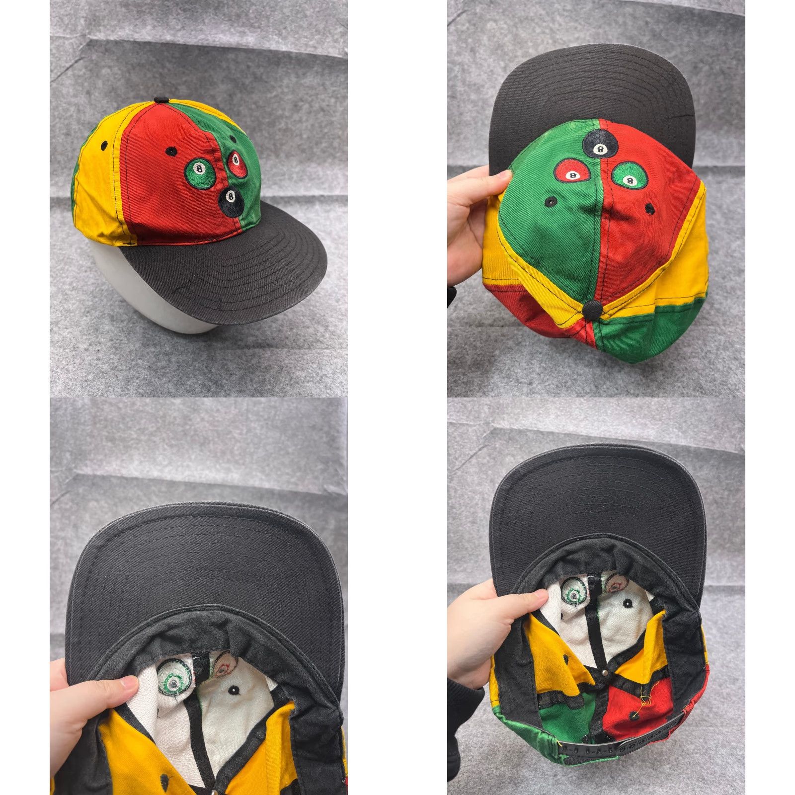 Bally 8 Ball Hat Snap Back Adult One Size Red Green Yellow 100% Cotton Twill Size ONE SIZE - 8 Thumbnail