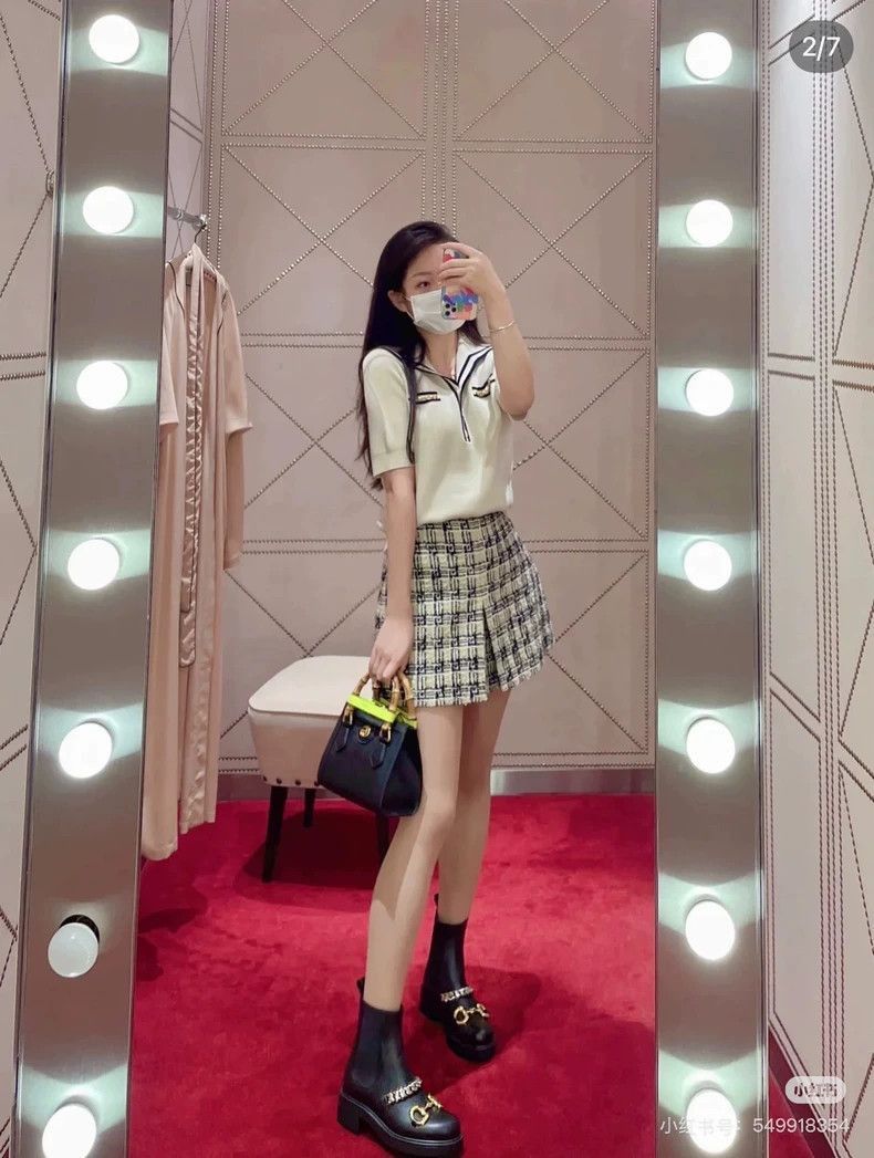 Gucci Gucci Checkered ALine Skirt with Buttons-2506 Size 39" - 7 Thumbnail