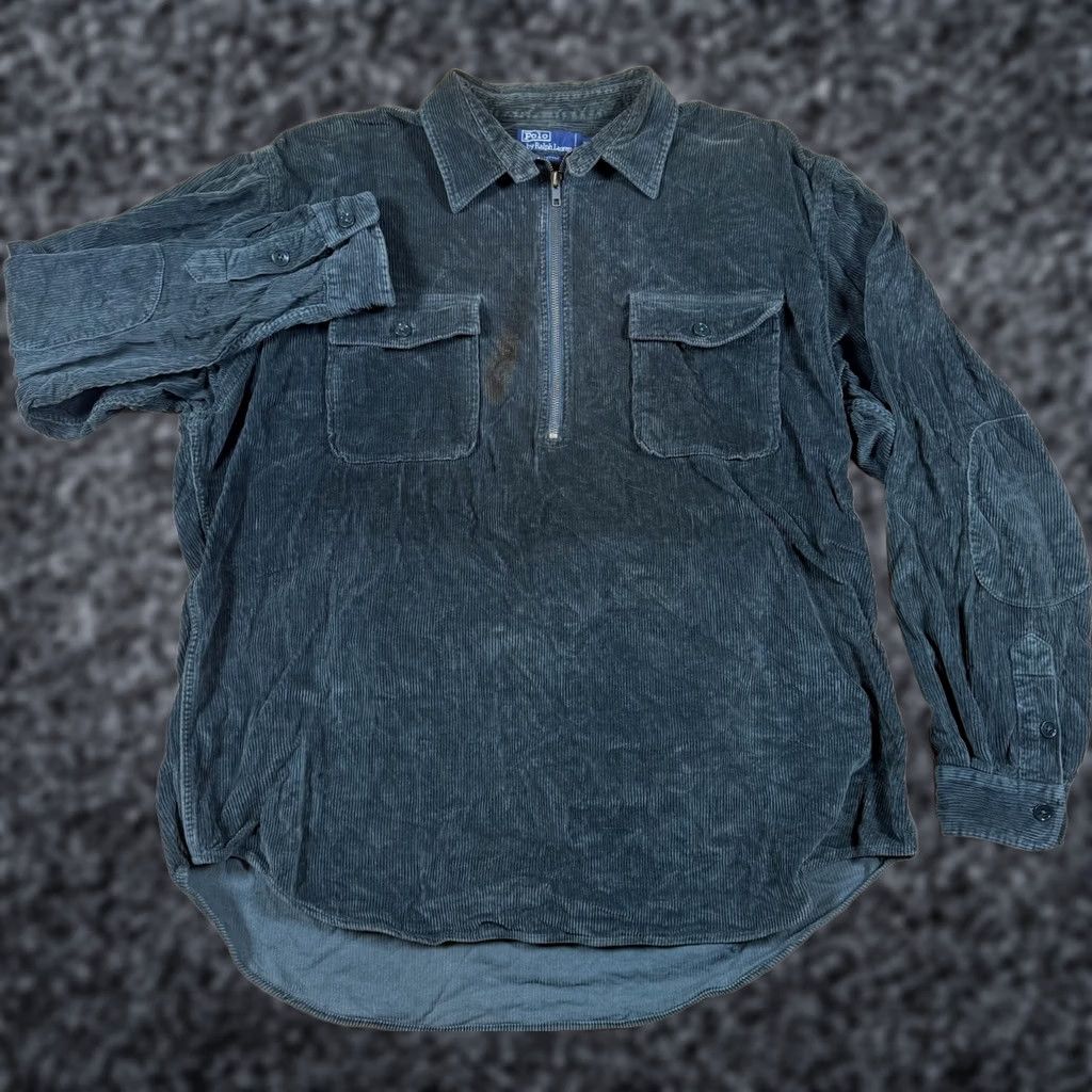 Ralph Lauren VINTAGE Ralph Lauren Corduroy Half Zip Shirt Jacket Bomber Jacket Mens XL Green Multi Pocket Size US XL / EU 56 / 4 - 1 Thumbnail