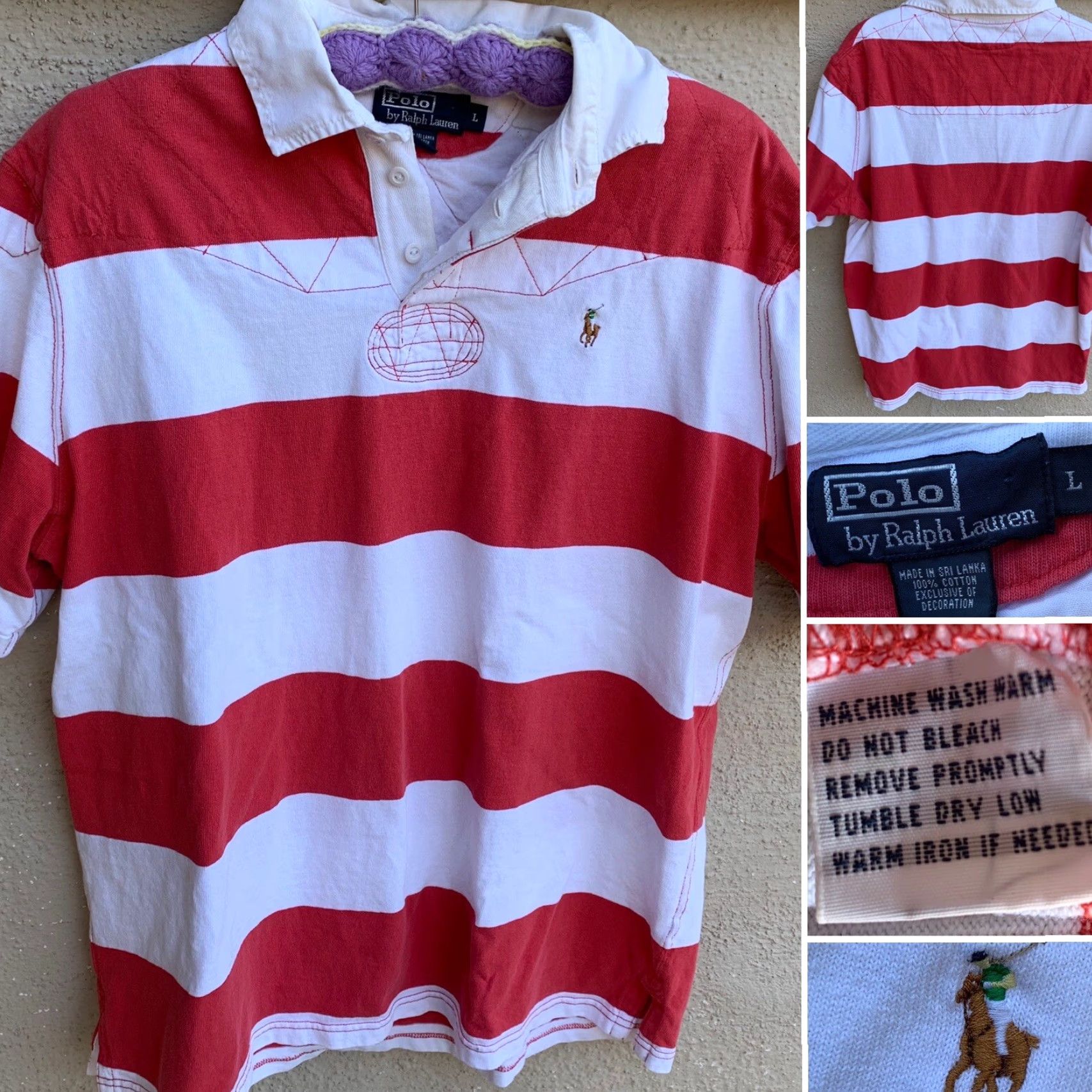 Vintage **Polo by Ralph Lauren L Size Bold Striped Short Sleeve Rugby Shirt** User: **Ralph Lauren L Size Bold Striped Short Sleeve Rugby Polo** Size US L / EU 52-54 / 3 - 2 Thumbnail