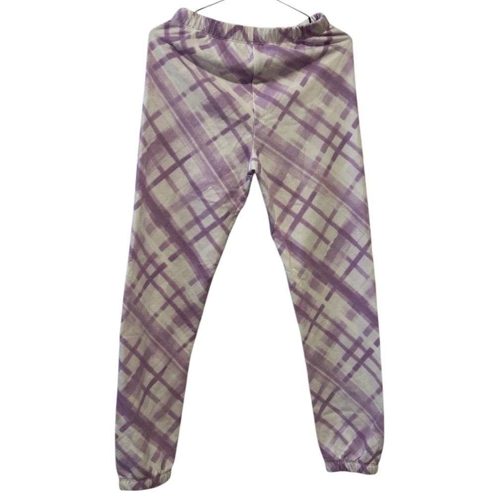 Designer LAZYPANTS Girls' Size 14 Purple & White Plaid Lounge Pants Size 36" / US 14 / IT 50 - 2 Thumbnail