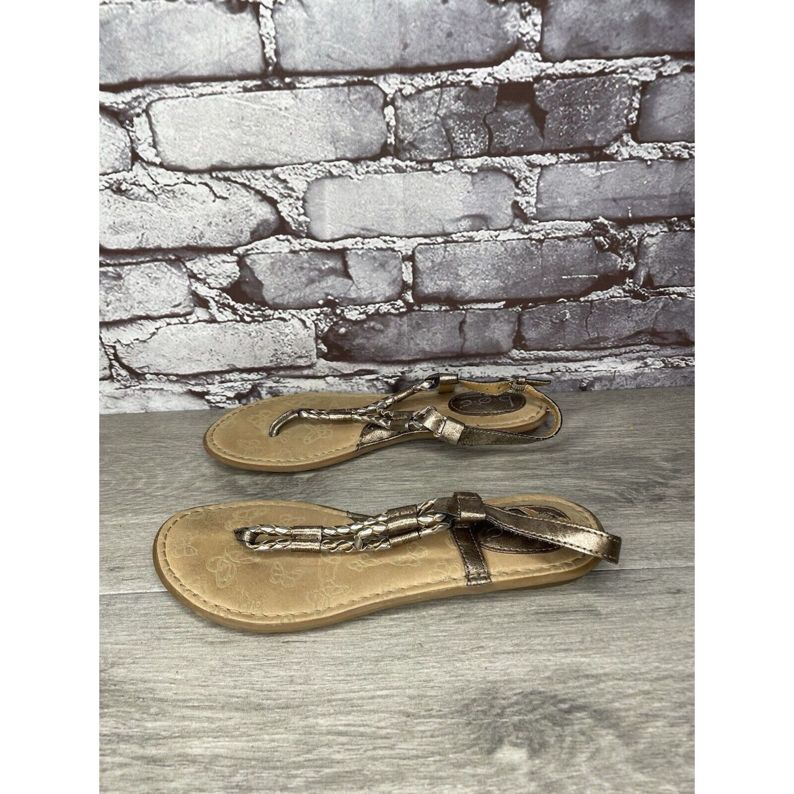 Born BOC Born Concept Bronze Metallic Leather Braided Thong Sanda Size US 8 / IT 38 - 21 Thumbnail