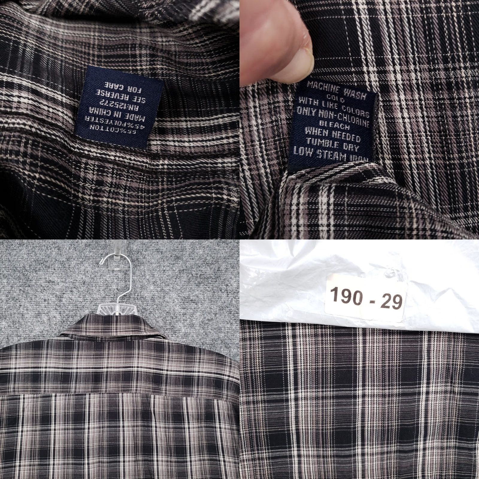 Vintage Bogari Button Down Shirt Mens Large Gray Plaid Long Sleeve Cotton Blend Size US L / EU 52-54 / 3 - 8 Thumbnail