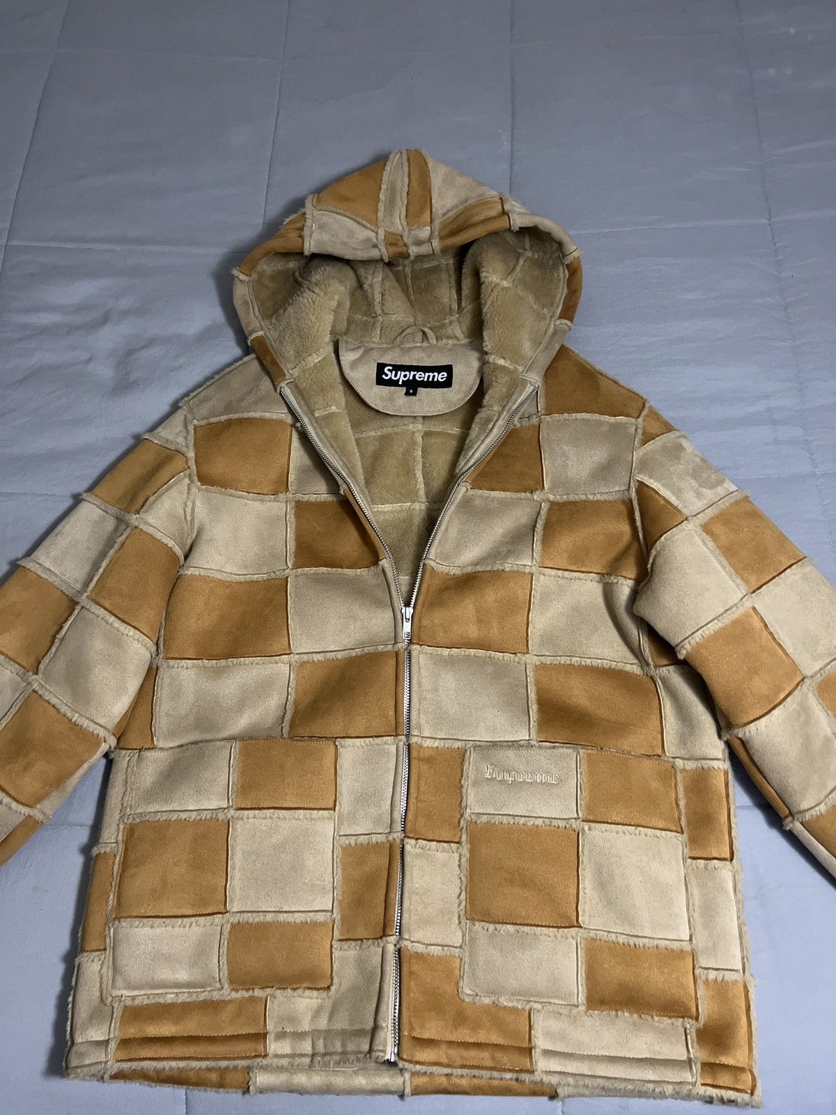 Supreme Supreme Faux Suede Patchwork Hooded Jacket Size US S / EU 44-46 / 1 - 1 Thumbnail