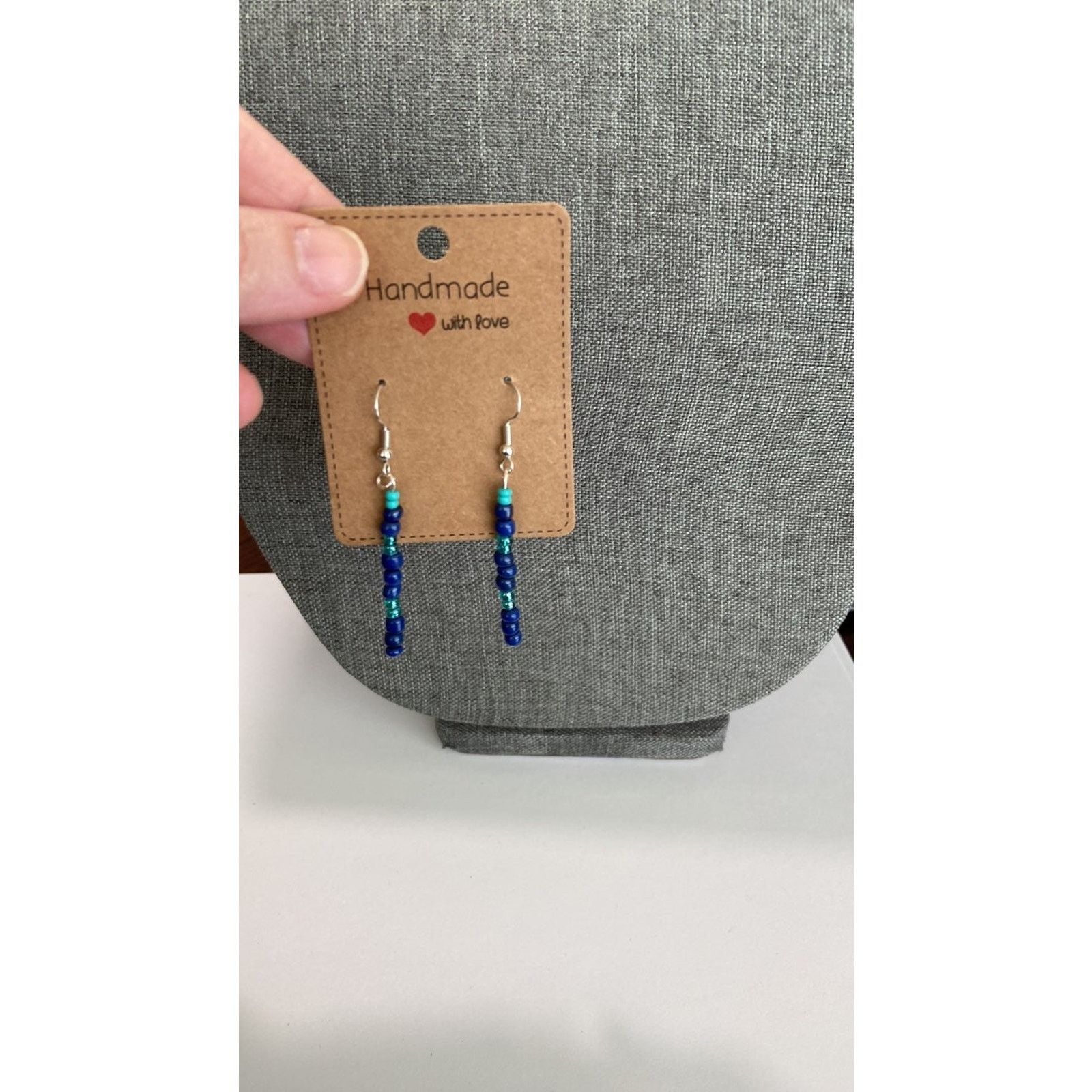 Handmade blue bead earrings Size ONE SIZE - 3 Thumbnail