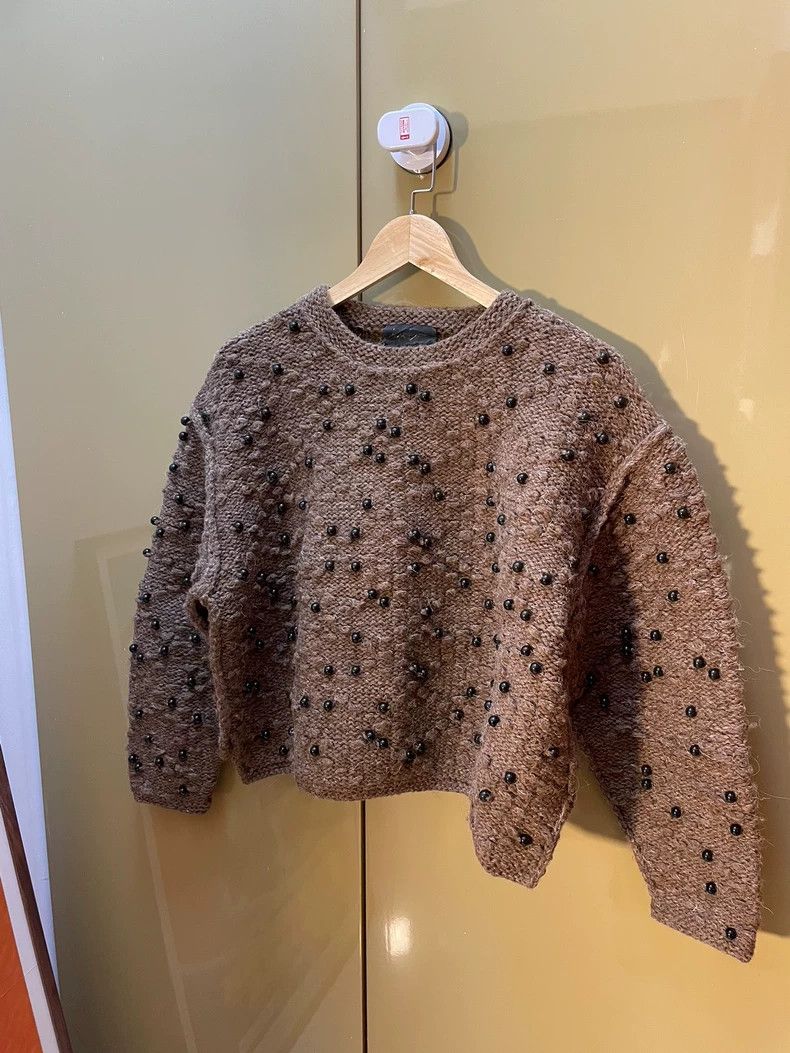 Yohji Yamamoto Yohji Yamamoto 80s Beaded Hand-Knitted Cashmere Sweater Size ONE SIZE - 3 Thumbnail