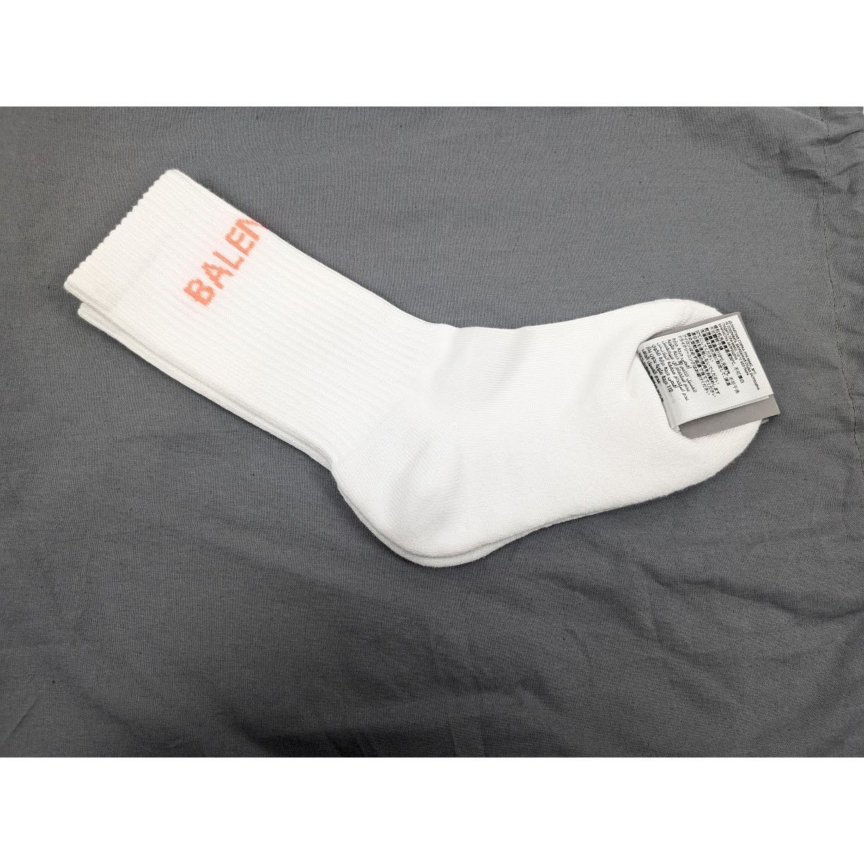 Balenciaga o1rshd1 Size: M / Tennis Cotton Socks in White/Orange Size ONE SIZE - 1 Thumbnail