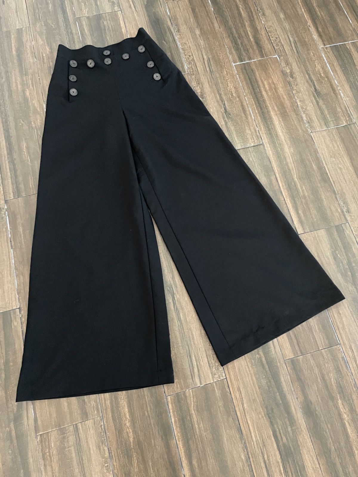 Jean Paul Gaultier Jean Paul Gaultier Black Wool Sailor Pants Wide Leg Hi Rise Size 25" / US 0 / IT 36 - 5 Thumbnail