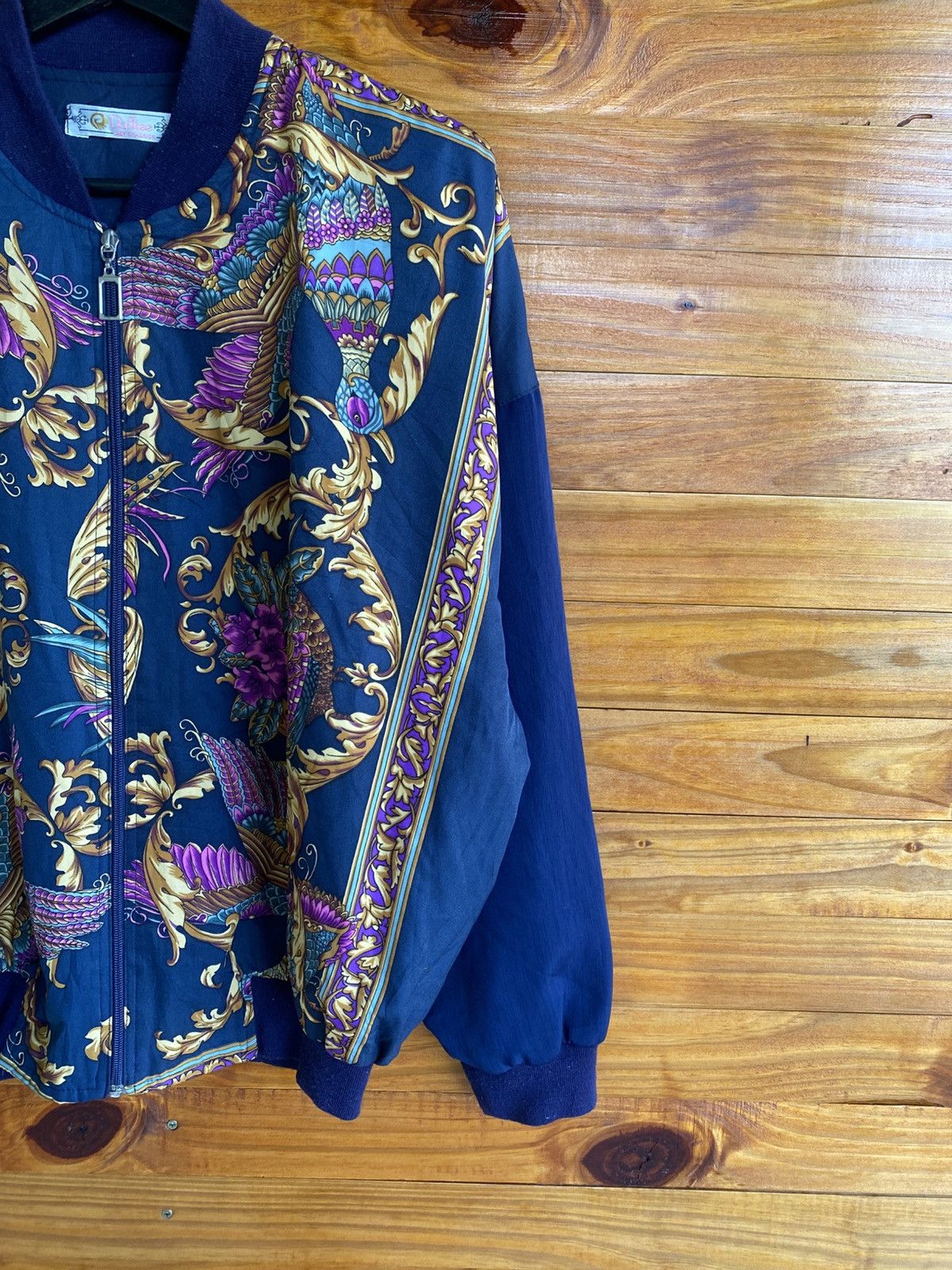 Vintage Vintage DaSjee Bomber Jacket Baroque Bird Floral Pattern Size L / US 10 / IT 46 - 6 Thumbnail
