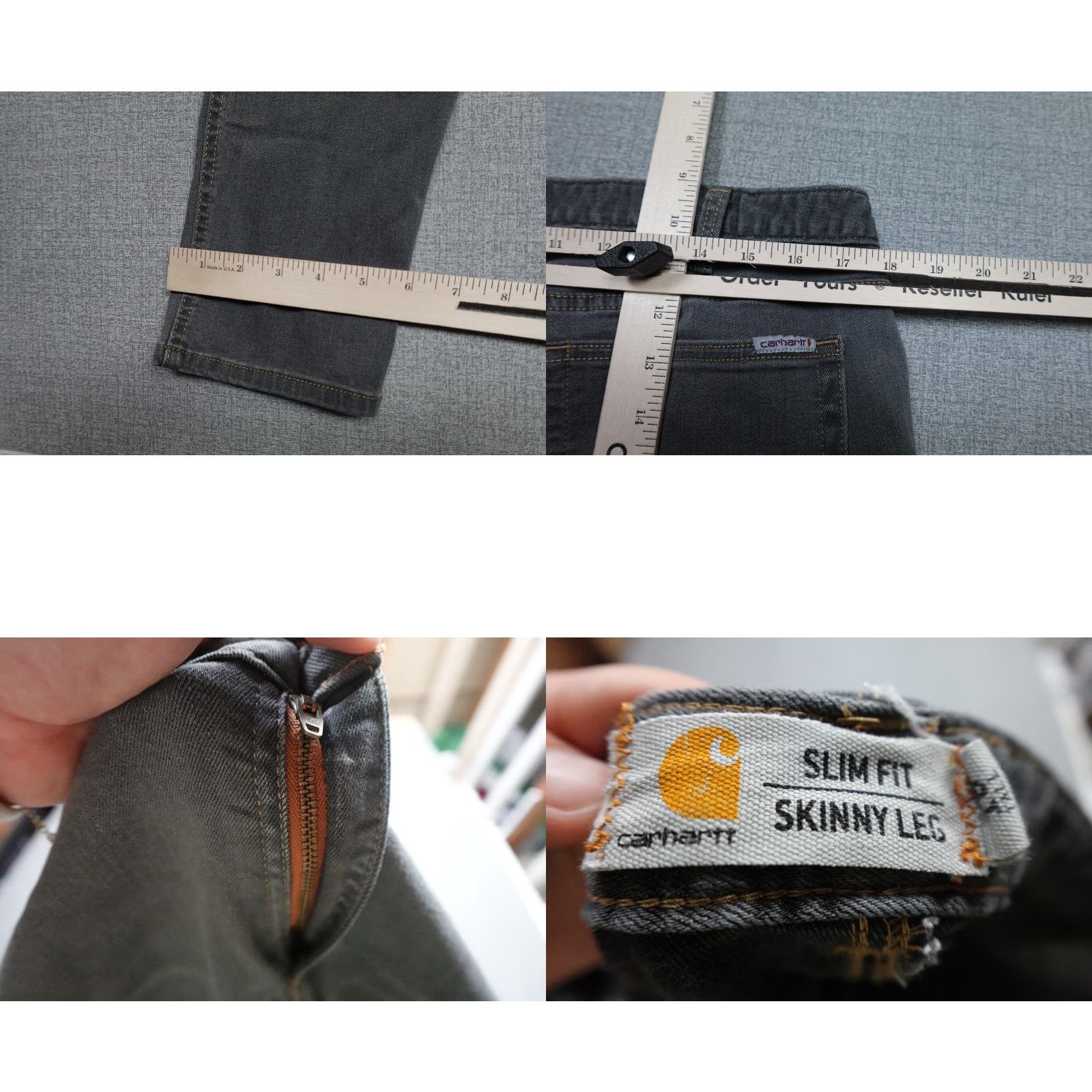 Carhartt Carhartt Jeans Womens 18 Gray Slim Skinny Dark Wash 90s Vintage Theme USA 5-Pocket Mens Womens Girls Boys Size 40" / US 18 - 8 Thumbnail