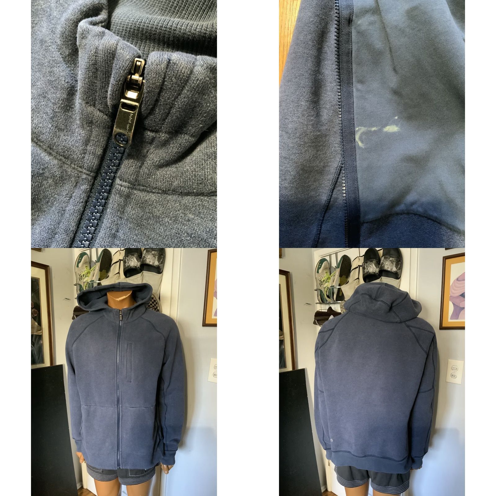 Lululemon Lululemon Athletica Core Navy Blue Thick Warm Ribbed Training Zip Hoodie XL Men Blue Full Zip Mens Size US XL / EU 56 / 4 - 8 Thumbnail