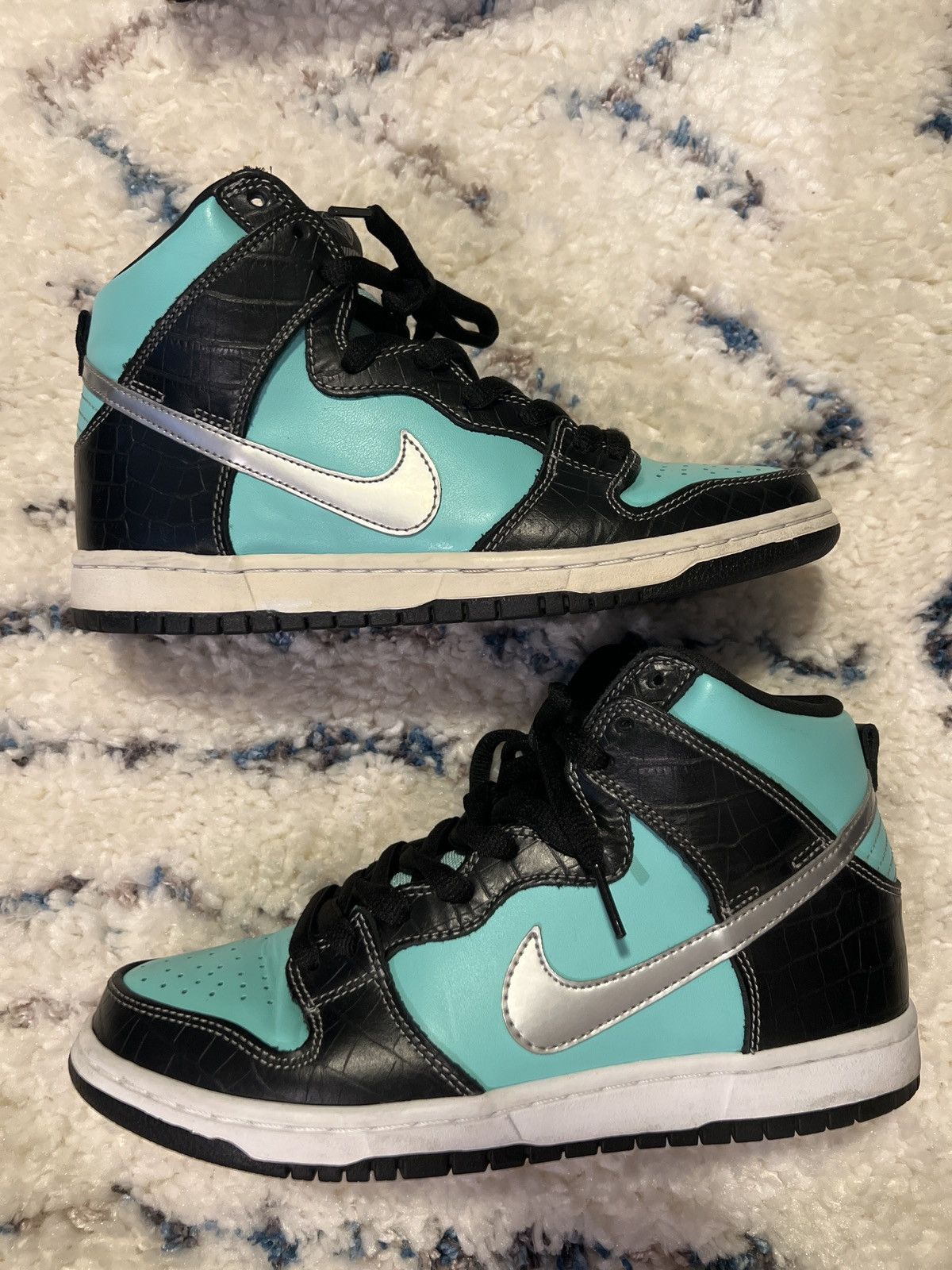 image of Diamond Supply Co x Nike Dunk High Prm Sb Diamond Shoes in Aqua, Men's (Size 8)