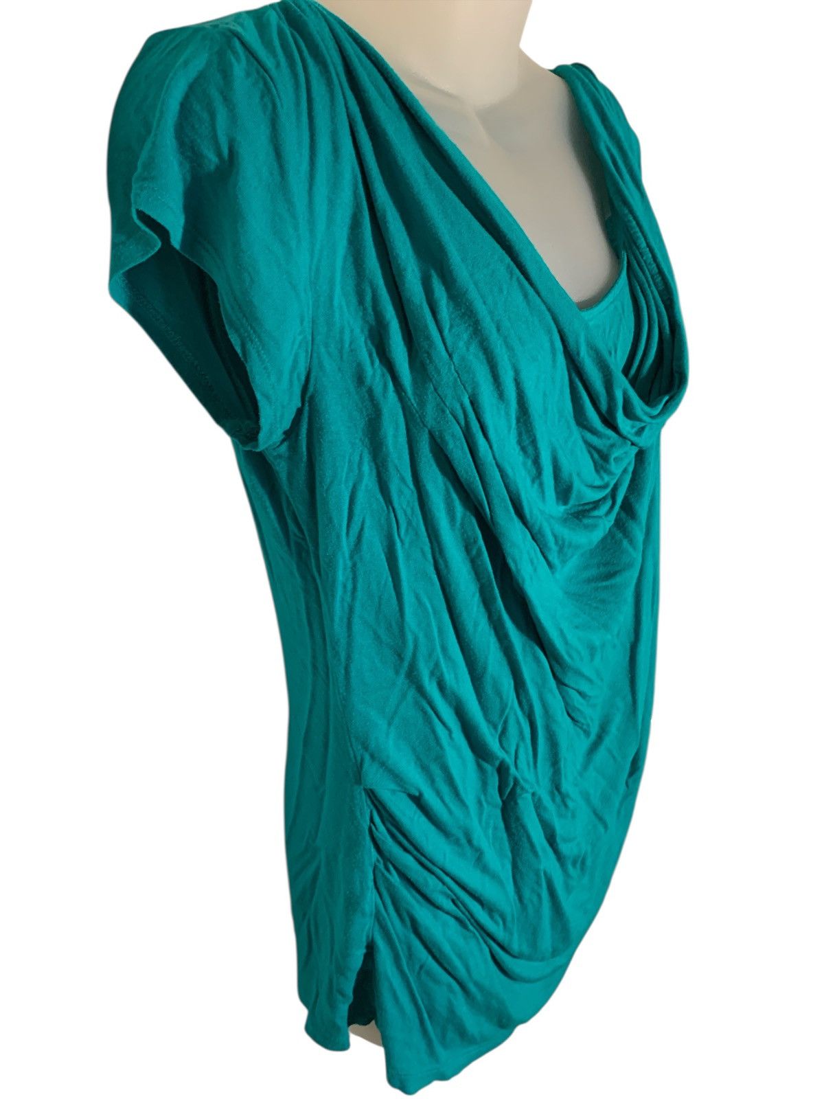 Apt. 9 Teal Short Sleeved Blouse (item#10137) Size L / US 10 / IT 46 - 2 Thumbnail