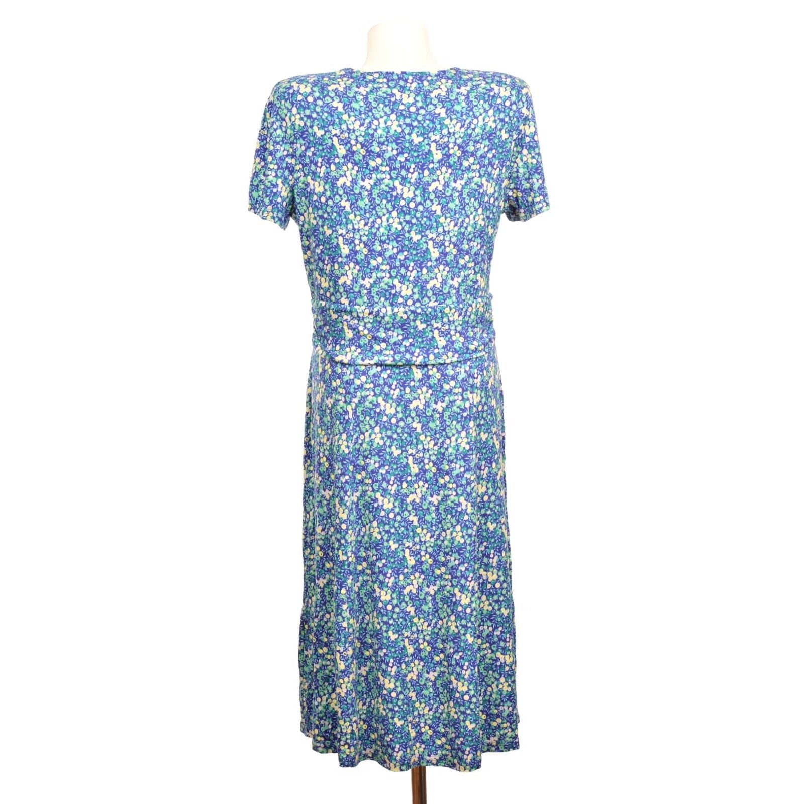 Vintage Brora Dress DDP Floral Print Viscose Blend Long A-Line 16 Blue Womens Size XXL / US 16-18 / IT 52-54 - 3 Thumbnail