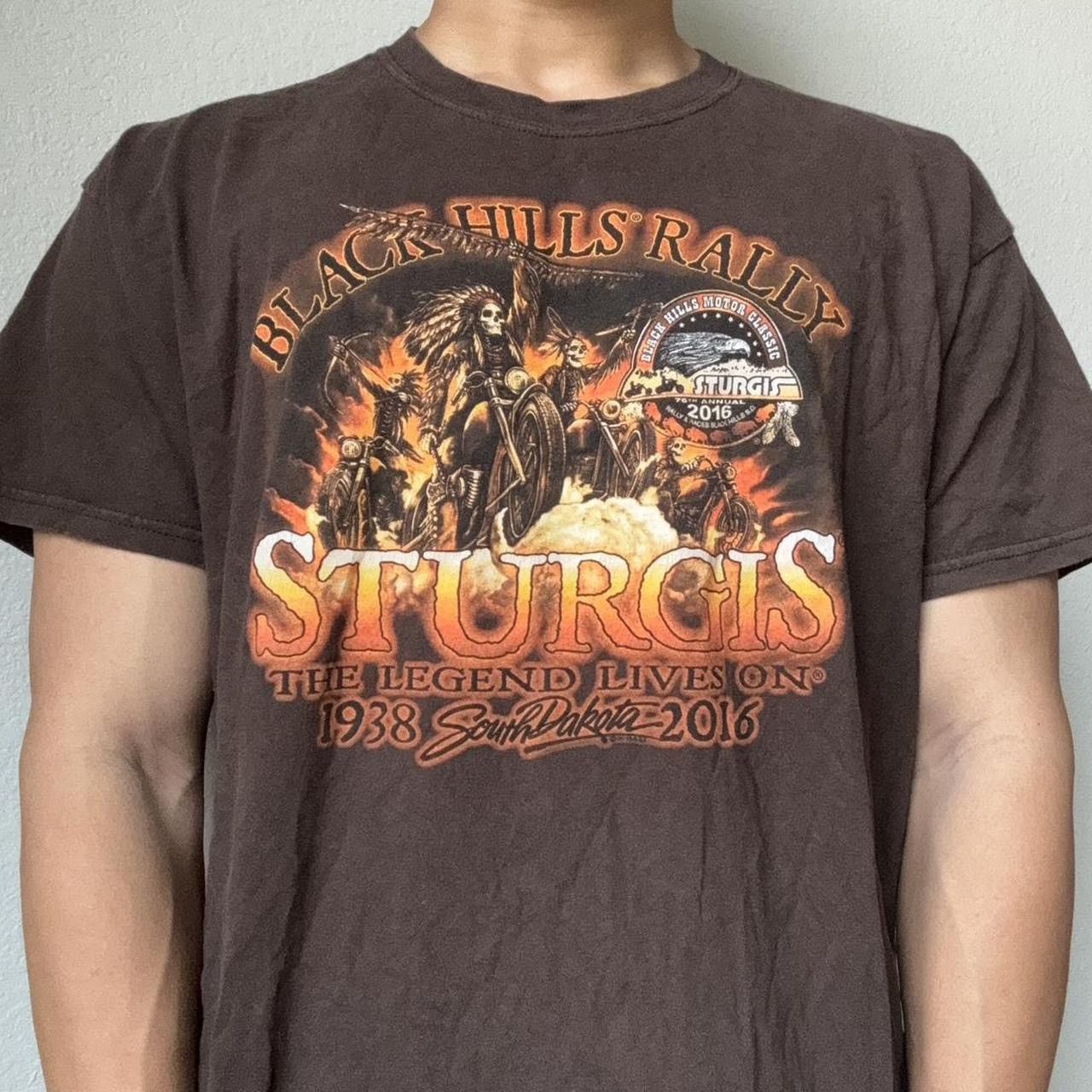 Vintage Vintage Sturgis Hills Rally Graphics Brown Tee Shirt Size US XL / EU 56 / 4 - 2 Thumbnail