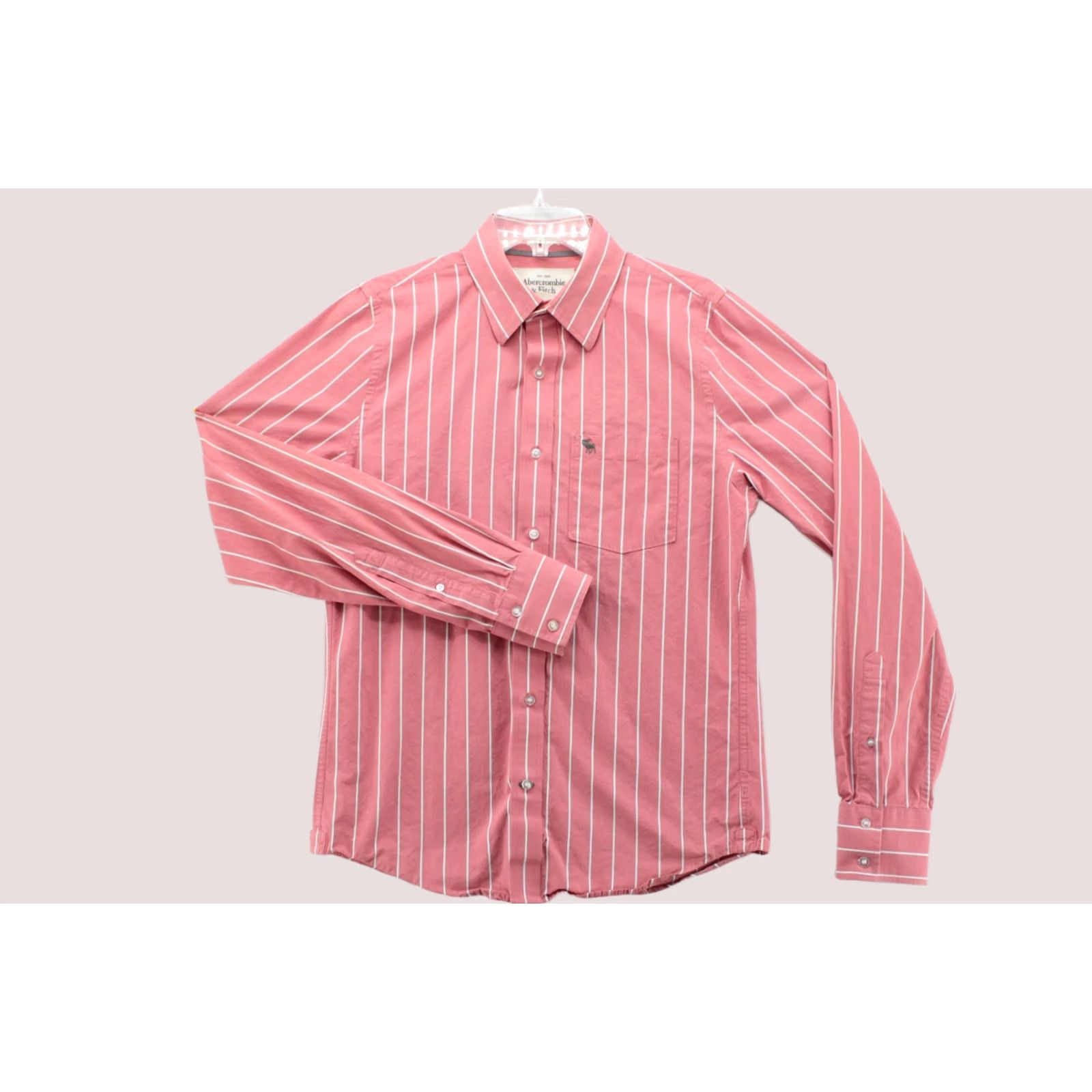 Abercrombie & Fitch Abercrombie & Fitch Shirt Mens Medium Muscle Fit Pink White Stripe Button up Size US M / EU 48-50 / 2 - 1 Thumbnail