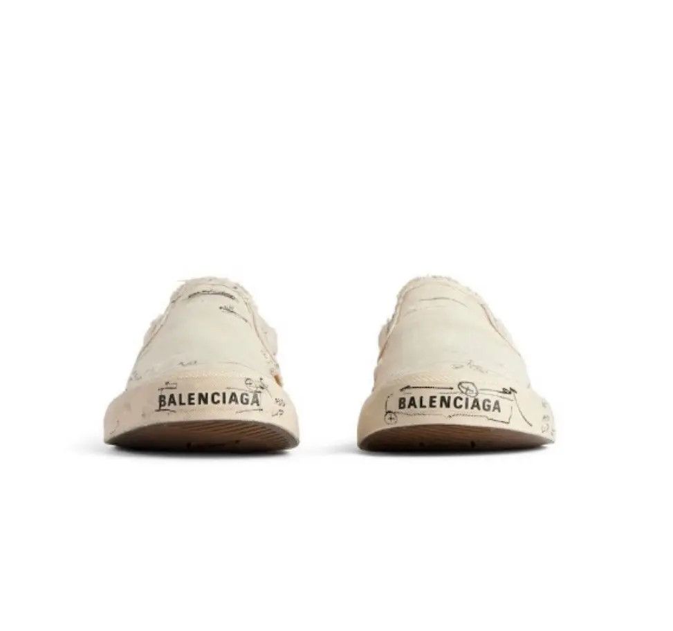 Balenciaga o1w1db11225 Paris Slip On Sketch Sneakers in Beige Size US 12 / EU 45 - 3 Thumbnail