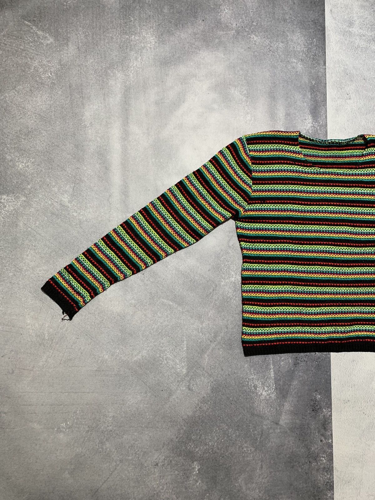 Vintage Vintage 90s Coloured knit striped sweater streetwear size L Size L / US 10 / IT 46 - 2 Thumbnail