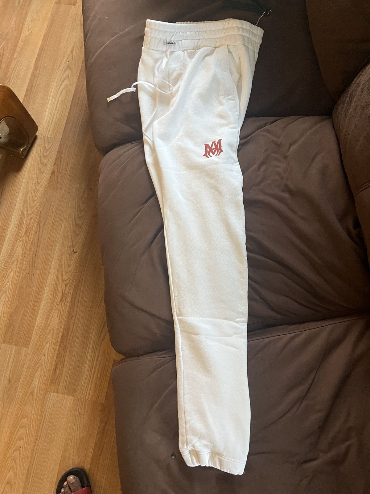Amiri Amiri UNISEX MA Logo Sweatpant White/Red Sz: XS Orig: $750 Size US 28 / EU 44 - 2 Thumbnail