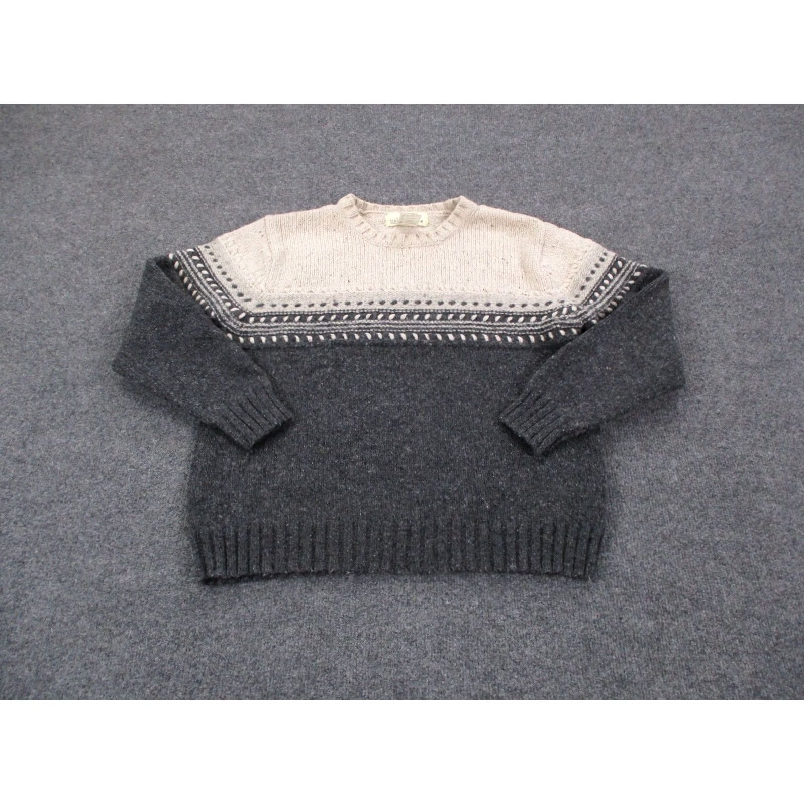 Vintage Irelandseye Sweater Womens M Gray White Lambs Wool Silk Heavy Vintage Pullover Crew Neck Thermal Womens Size M / US 6-8 / IT 42-44 - 2 Thumbnail