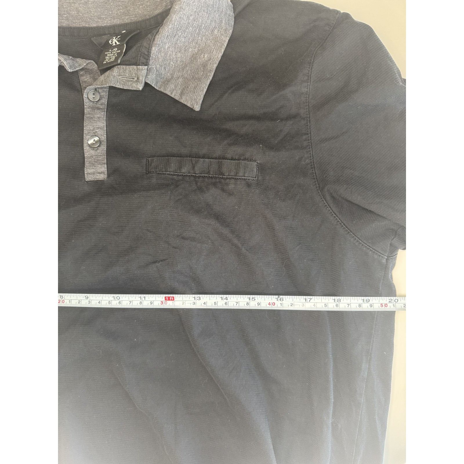 Calvin Klein Calvin Klein Polo Shirt Black Gray Pocket Short Sleeve Size US L / EU 52-54 / 3 - 5 Thumbnail