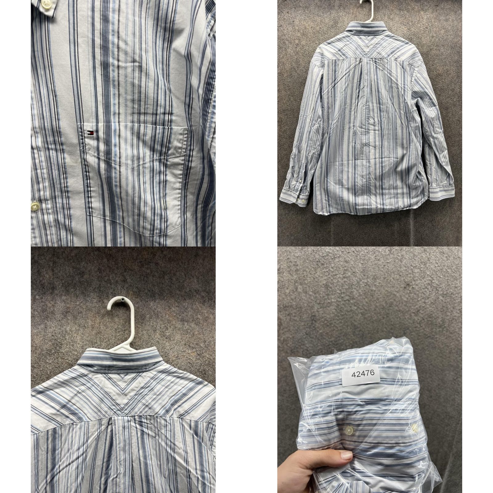 Tommy Hilfiger Tommy Hilfiger Shirt Mens Large Blue Striped Long Sleeve Button-Down Casual Size US L / EU 52-54 / 3 - 8 Thumbnail