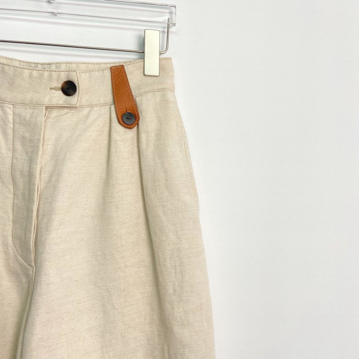 Loewe LOEWE Off-white Linen-blend High-waist Wide-leg Pants K26WX Size 26" / US 2 / IT 38 - 3 Thumbnail